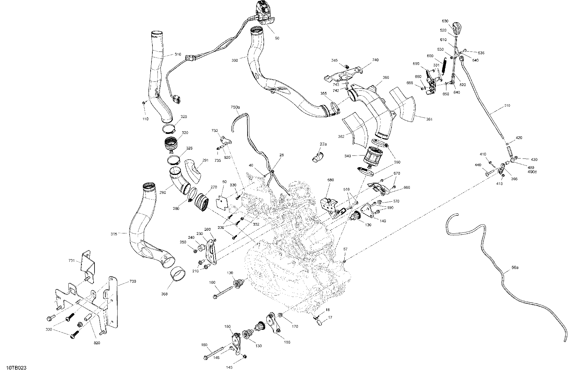 An Image of a Genuine Can-Am Parts Schematic Diagram showing the schematic - ENGINE - SYSTEM