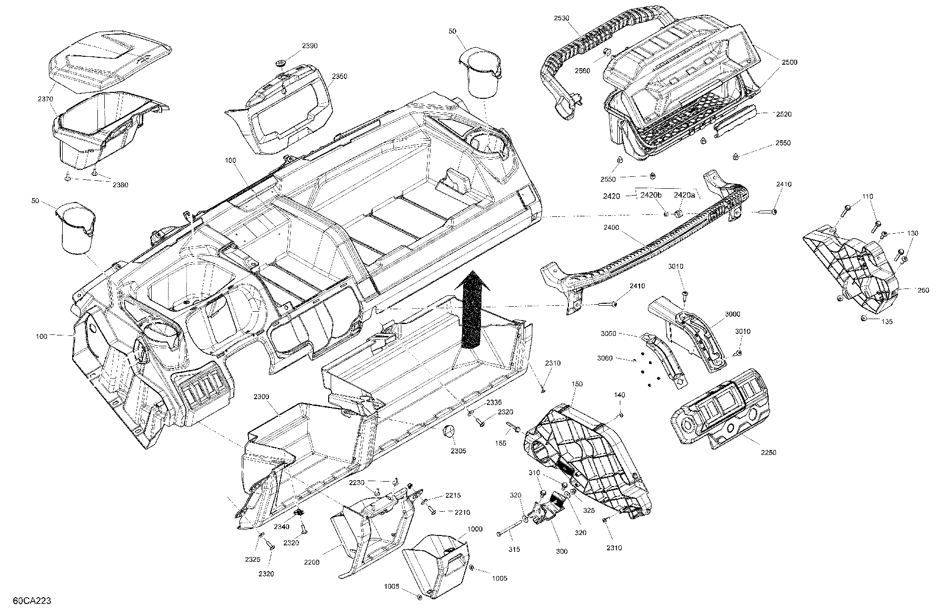 An Image of a Genuine Can-Am Parts Schematic Diagram showing the schematic - CAB INTERIOR - DASHBOARD - LONE STAR EDITION