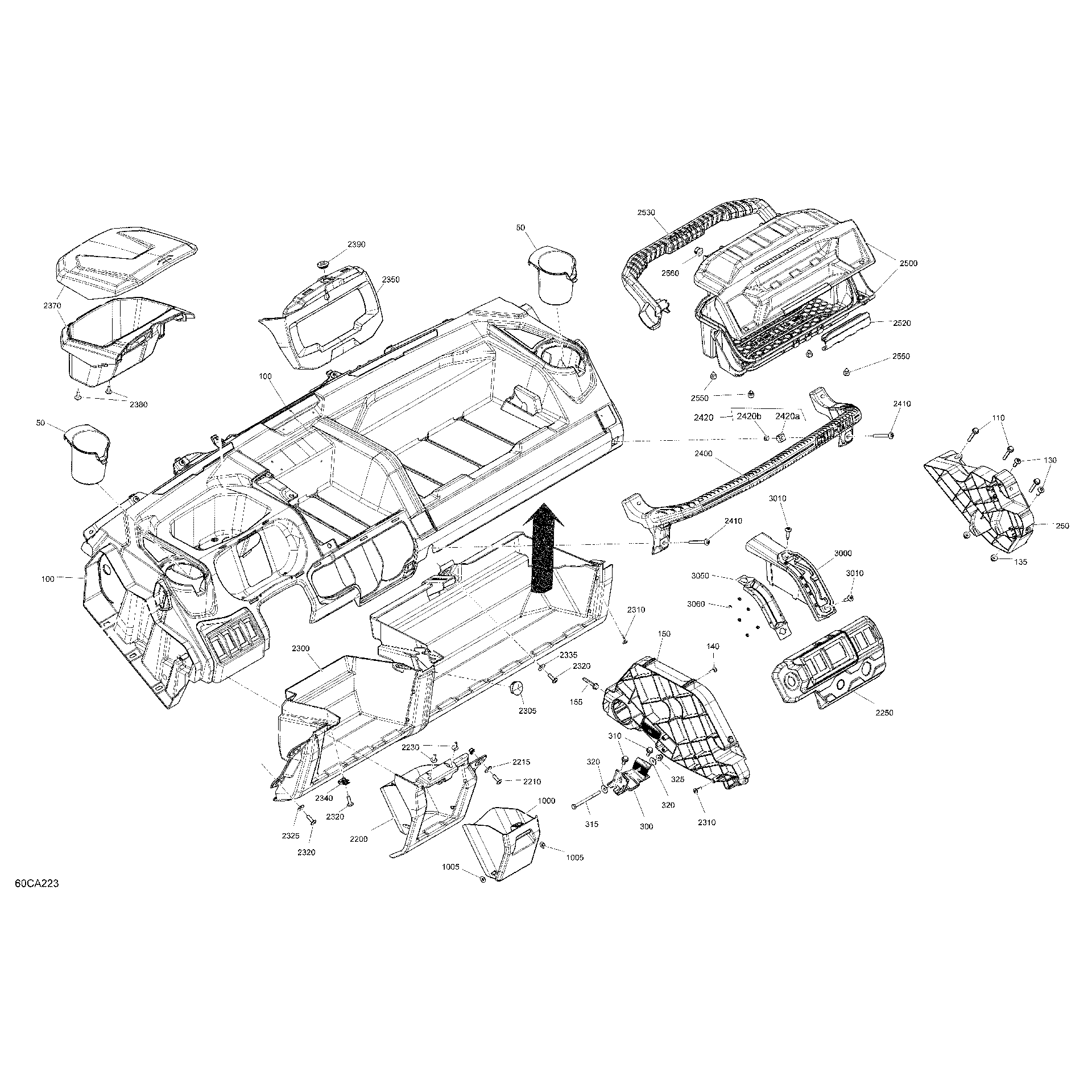 An Image of a Genuine Can-Am Parts Schematic Diagram showing the schematic - CAB INTERIOR - DASHBOARD