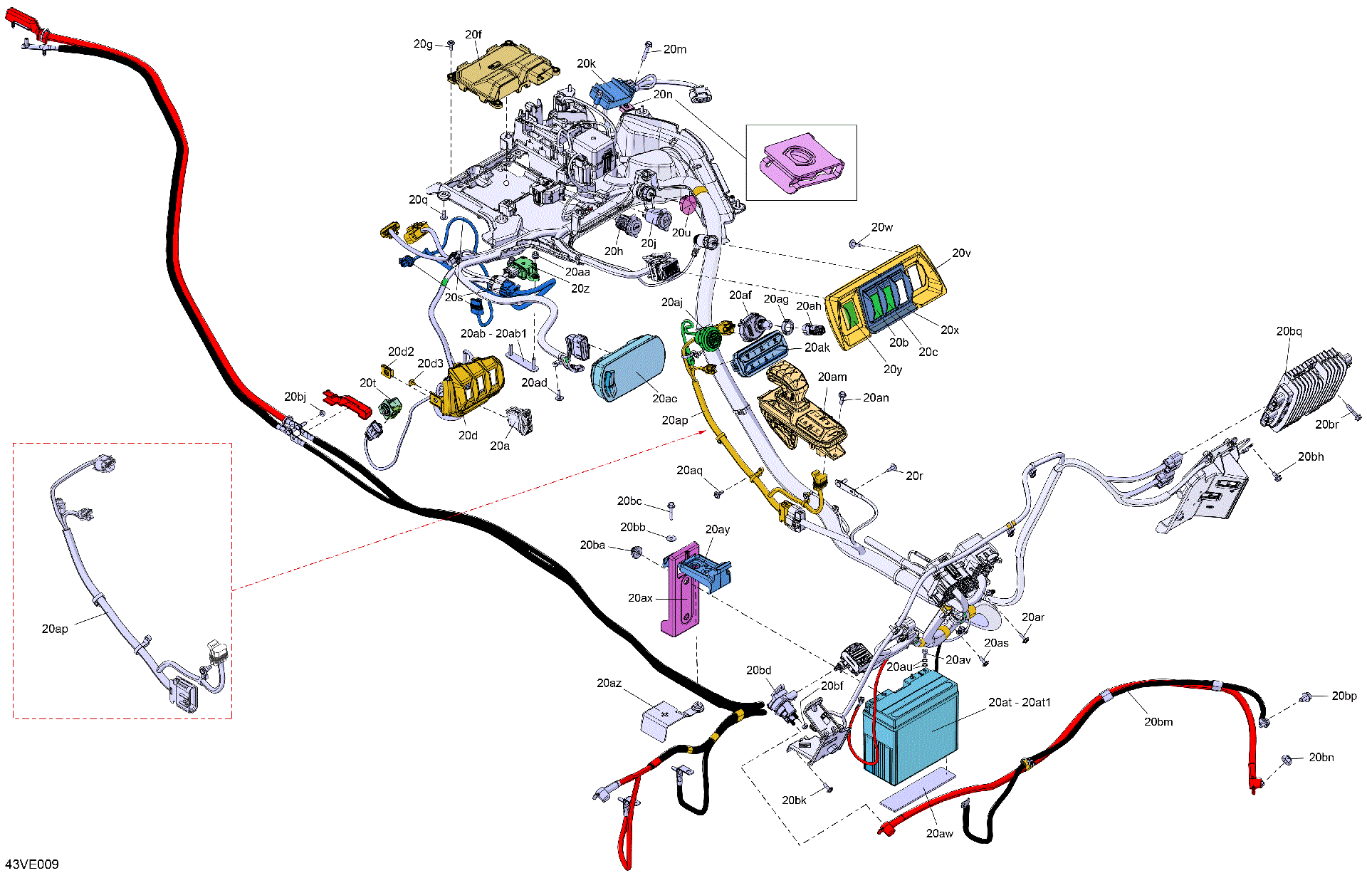 An Image of a Genuine Can-Am Parts Schematic Diagram showing the schematic - ELECTRIC - CENTRAL ELECTRIC