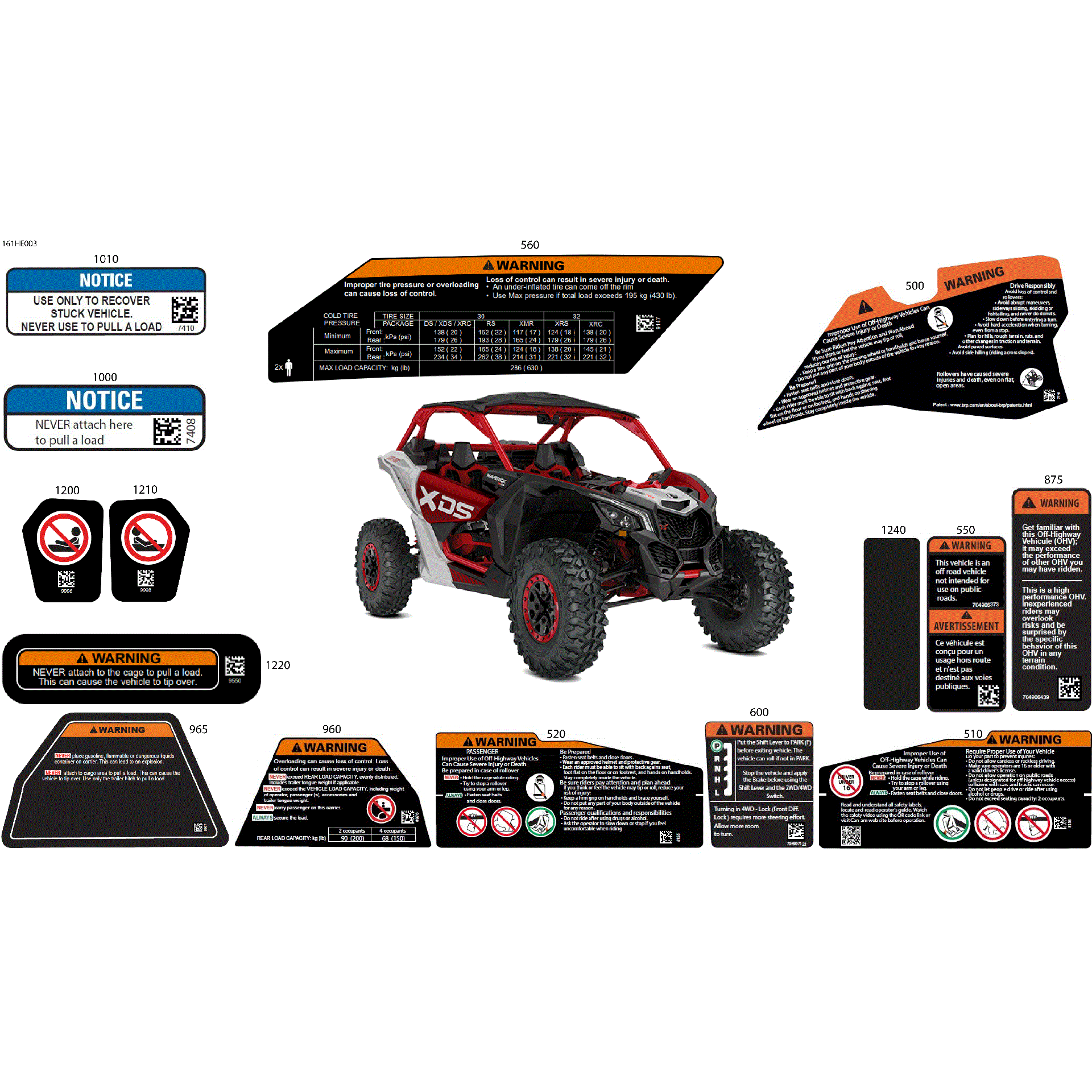 An Image of a Genuine Can-Am Parts Schematic Diagram showing the schematic - BODY - WARNING DECALS