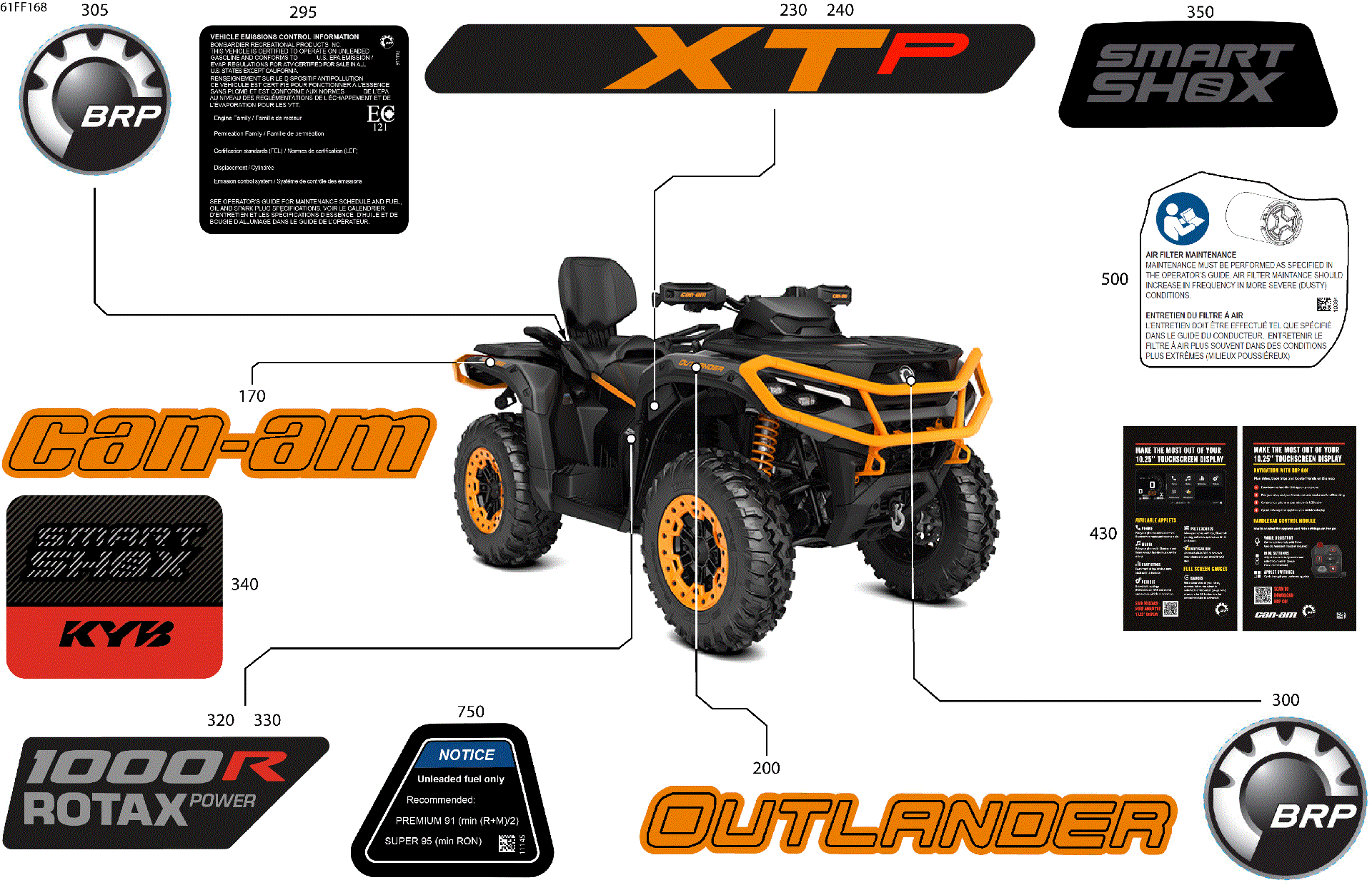An Image of a Genuine Can-Am Parts Schematic Diagram showing the schematic - BODY - FEATURE DECALS