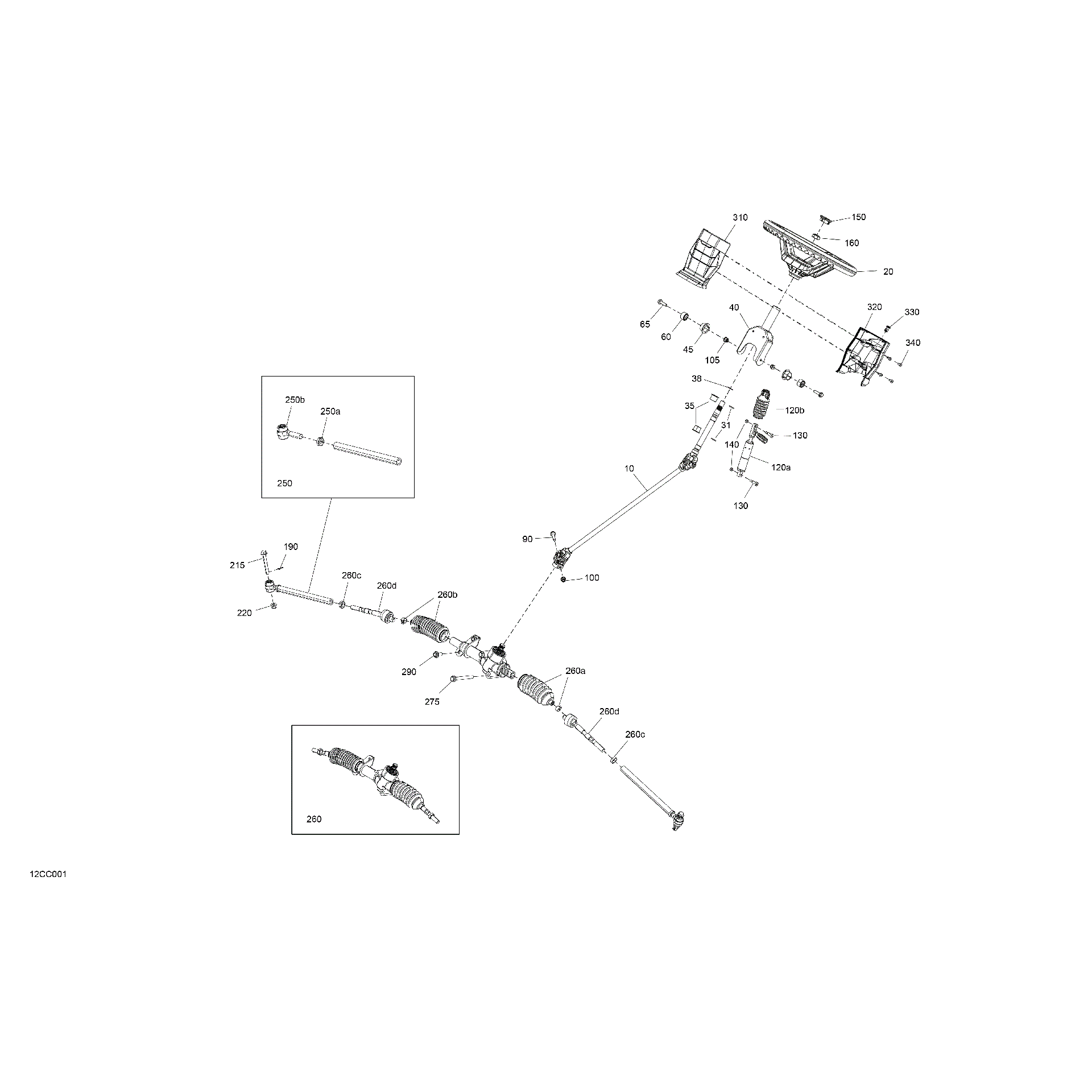 An Image of a Genuine Can-Am Parts Schematic Diagram showing the schematic - MECHANIC - STEERING