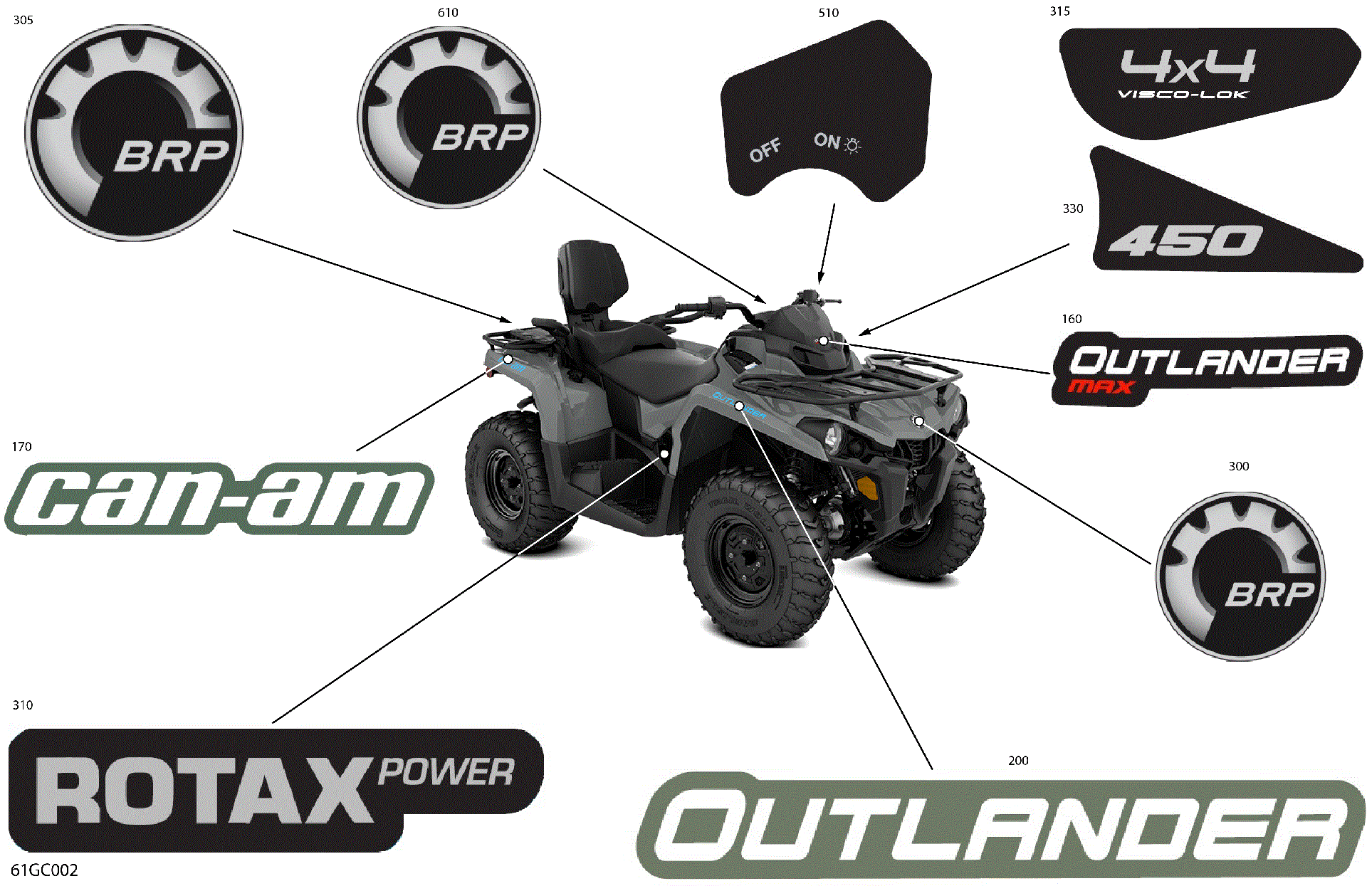 An Image of a Genuine Can-Am Parts Schematic Diagram showing the schematic - BODY - DECALS