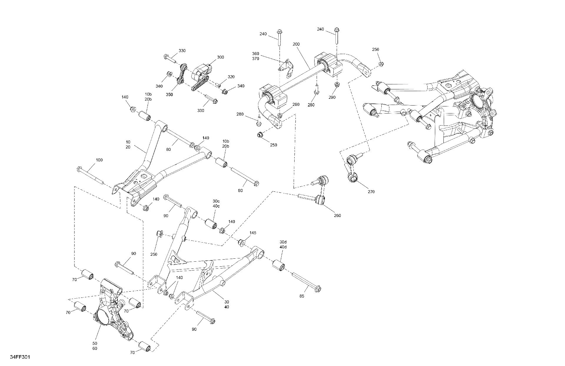 An Image of a Genuine Can-Am Parts Schematic Diagram showing the schematic - SUSPENSION - REAR COMPONENTS