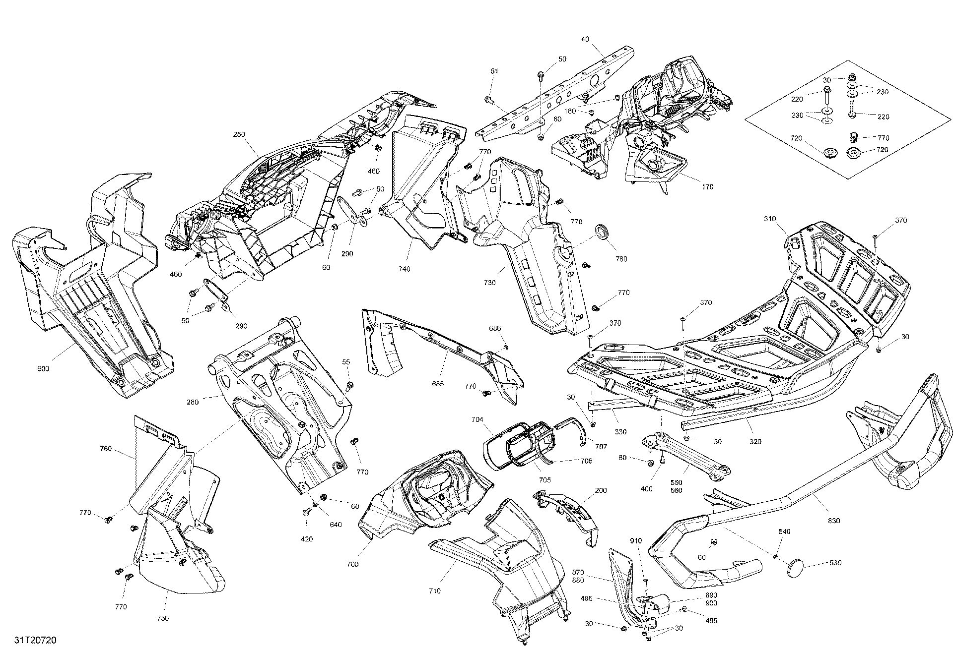 An Image of a Genuine Can-Am Parts Schematic Diagram showing the schematic - BODY - NORTH EDITION - WHITE