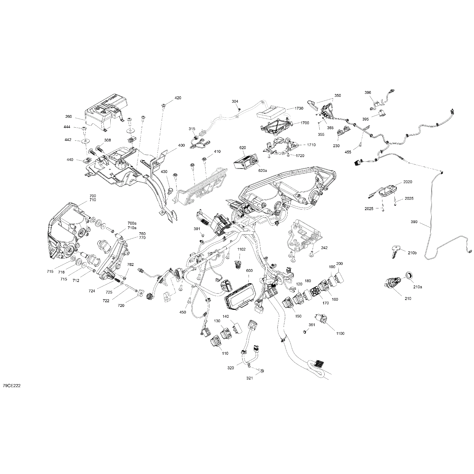 An Image of a Genuine Can-Am Parts Schematic Diagram showing the schematic - ELECTRIC - FRONT SECTION