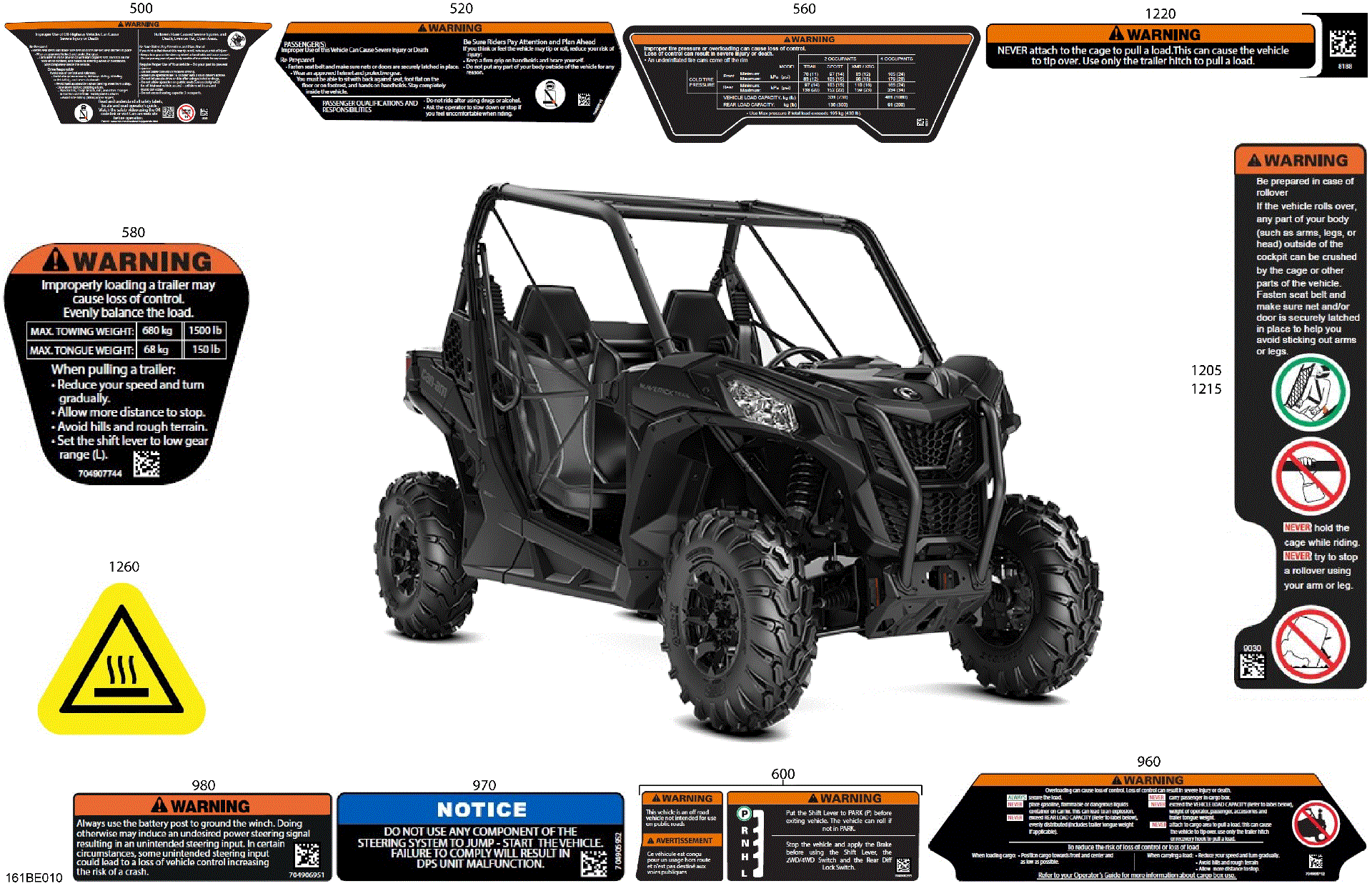 An Image of a Genuine Can-Am Parts Schematic Diagram showing the schematic - BODY - WARNING DECALS