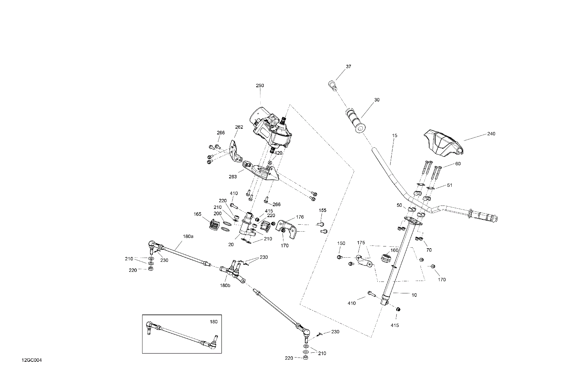 An Image of a Genuine Can-Am Parts Schematic Diagram showing the schematic - MECHANIC - STEERING