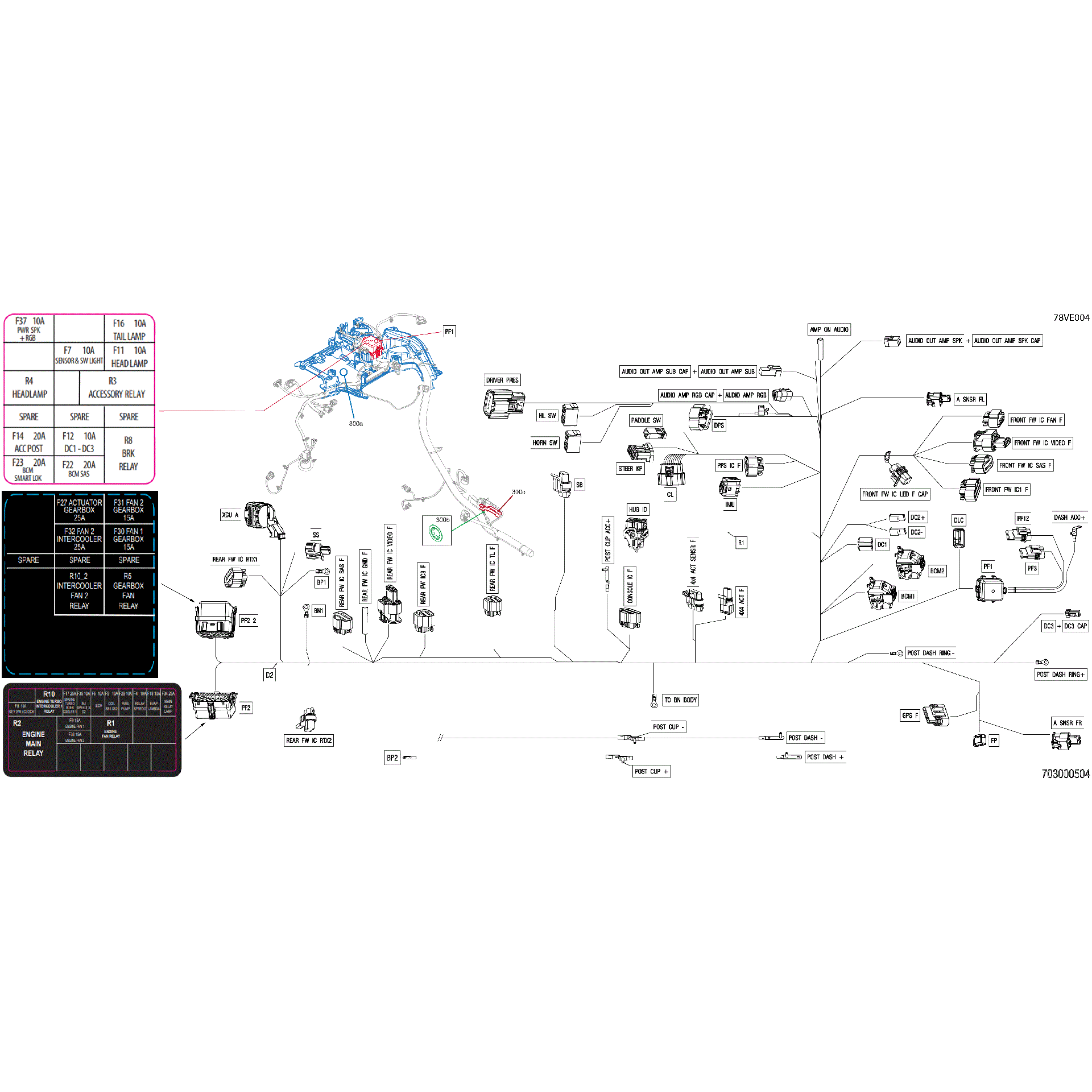 An Image of a Genuine Can-Am Parts Schematic Diagram showing the schematic - ELECTRIC - MAIN HARNESS - 710009625