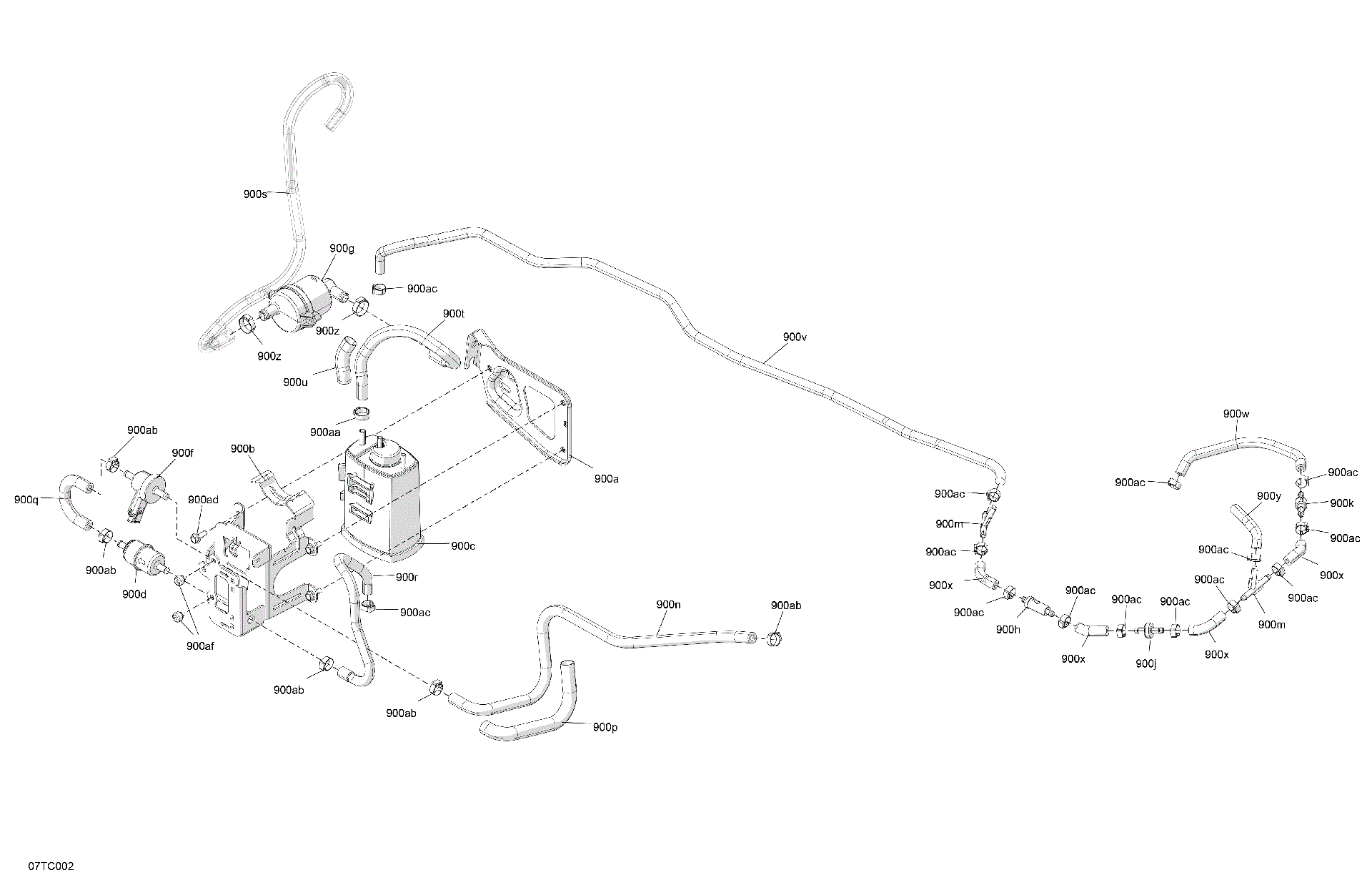 An Image of a Genuine Can-Am Parts Schematic Diagram showing the schematic - ENGINE - CANISTER CHARCOAL ASSEMBLY