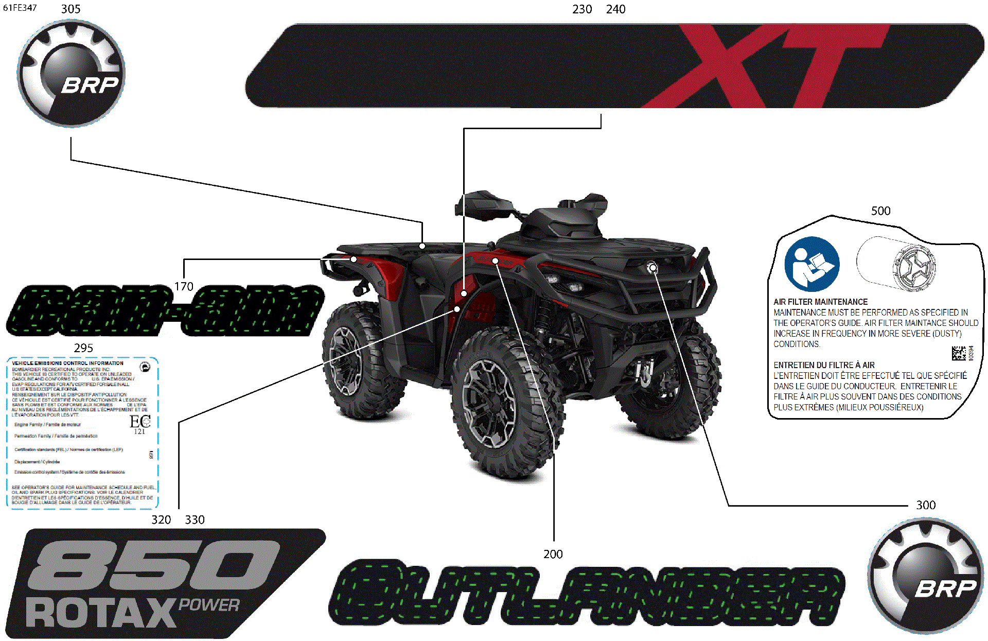 An Image of a Genuine Can-Am Parts Schematic Diagram showing the schematic - BODY - FEATURE DECALS
