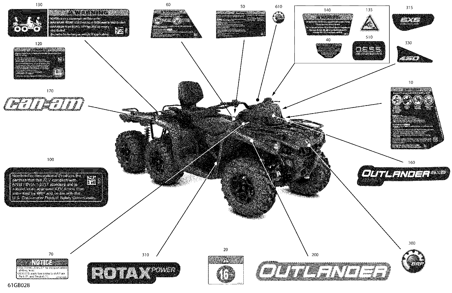 An Image of a Genuine Can-Am Parts Schematic Diagram showing the schematic - BODY - DECALS