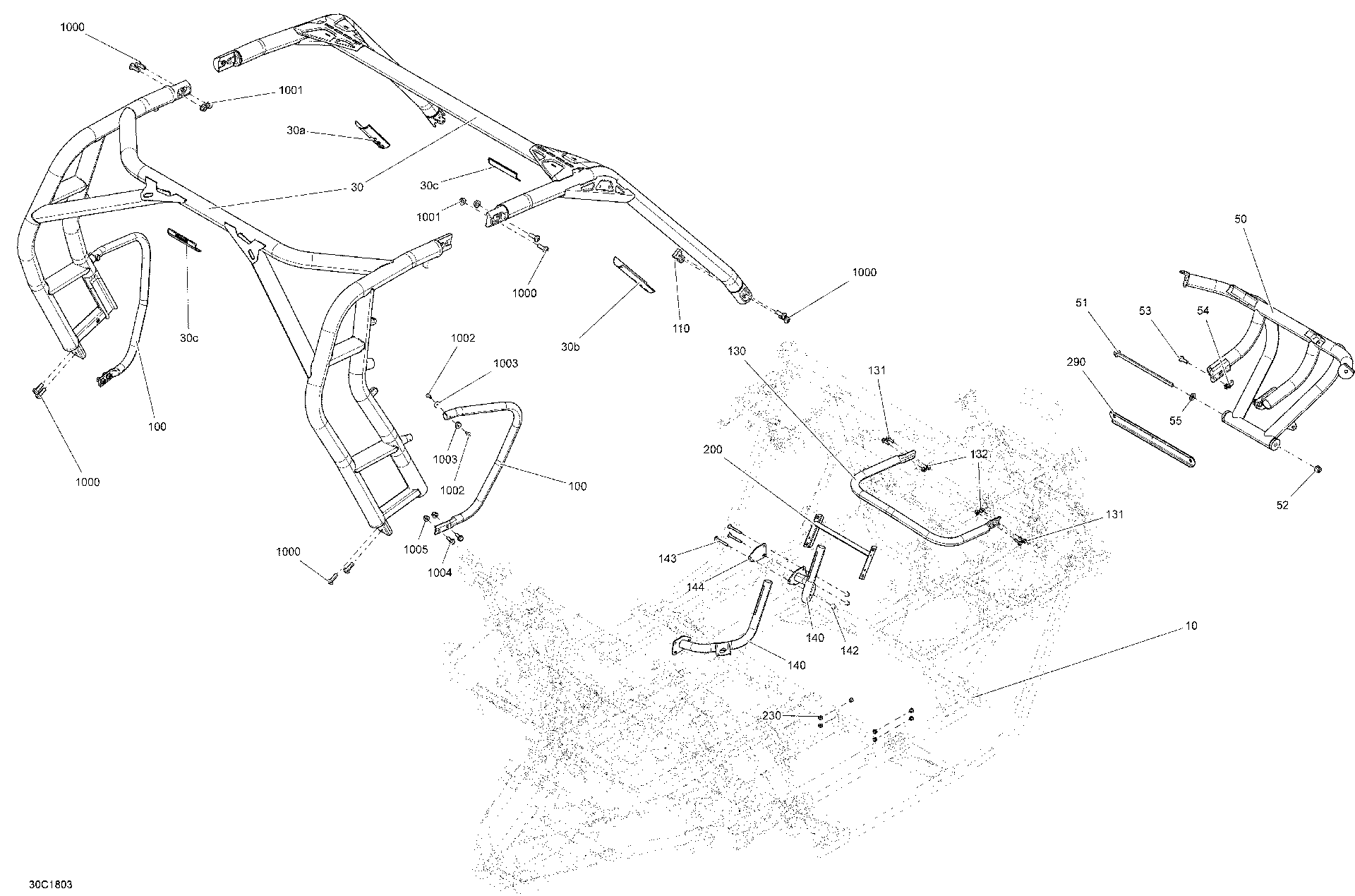 An Image of a Genuine Can-Am Parts Schematic Diagram showing the schematic - FRAME MAVERICK NON MAX