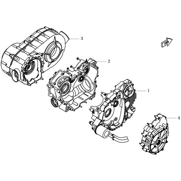 An Image of a Genuine CFMOTO Parts Schematic Diagram showing the schematic - CRANKCASE ASSY - 2015 CFMOTO ZFORCE 600