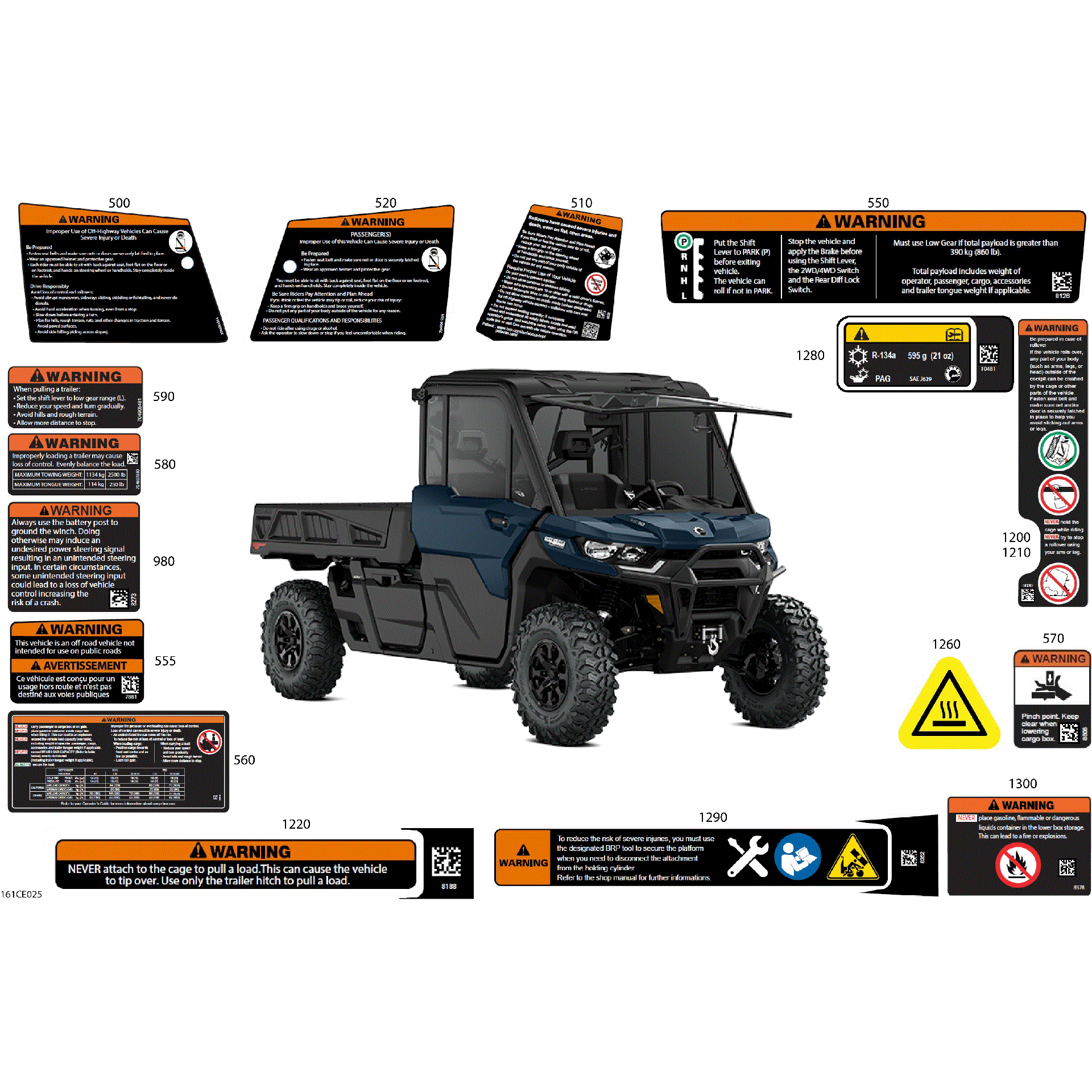 An Image of a Genuine Can-Am Parts Schematic Diagram showing the schematic - BODY - WARNING DECALS