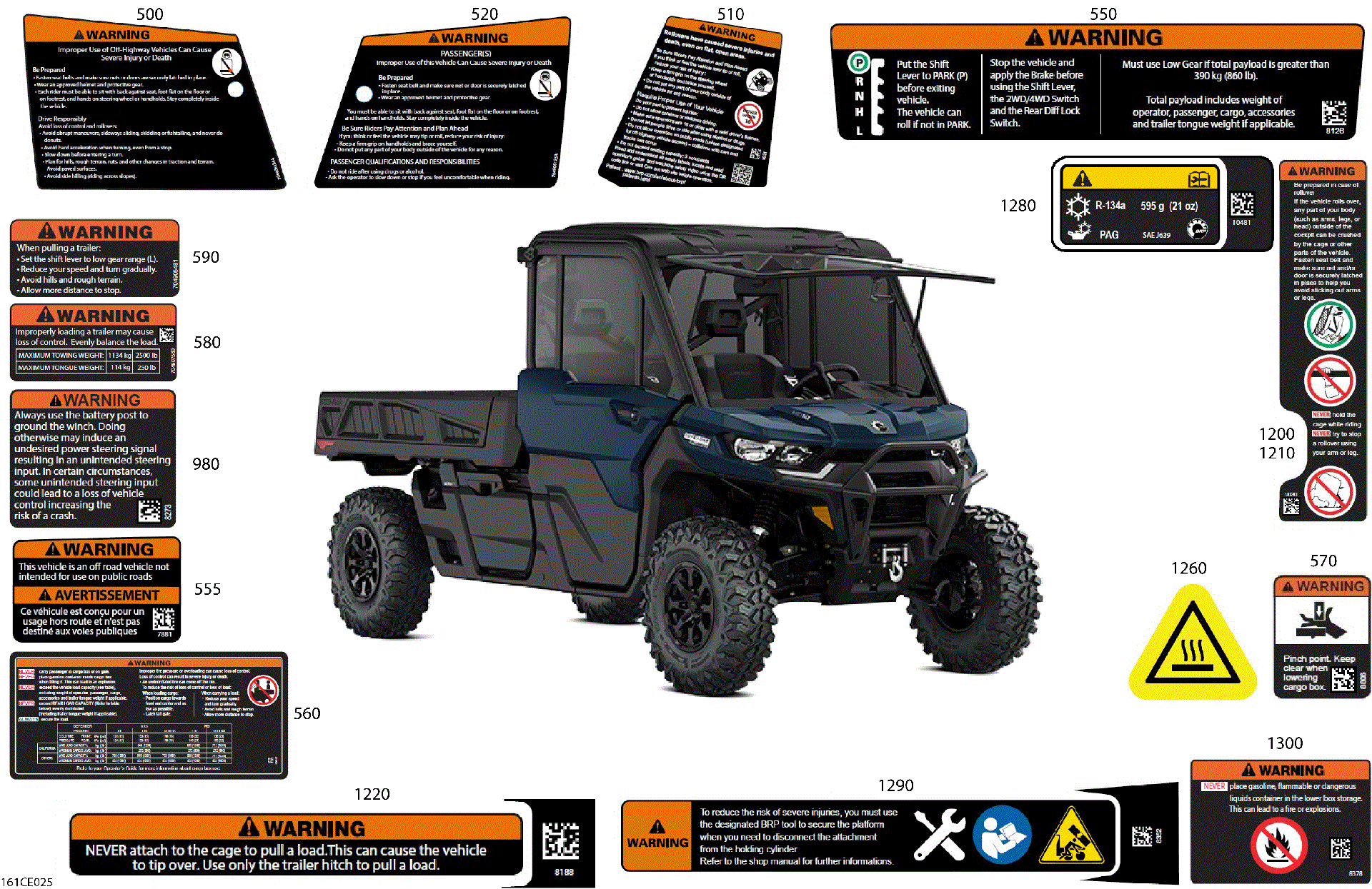 An Image of a Genuine Can-Am Parts Schematic Diagram showing the schematic - BODY - WARNING DECALS