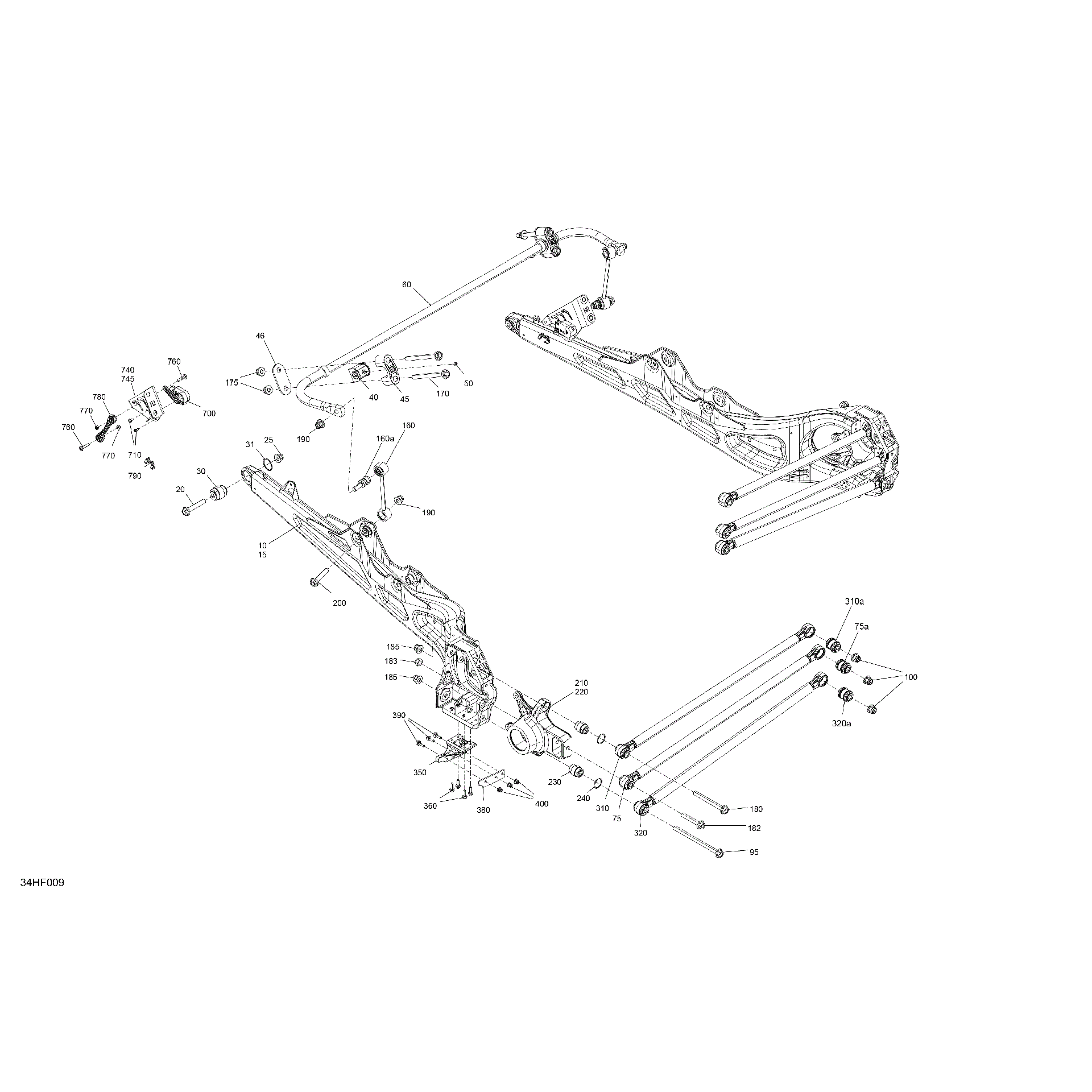 An Image of a Genuine Can-Am Parts Schematic Diagram showing the schematic - SUSPENSION - REAR COMPONENTS