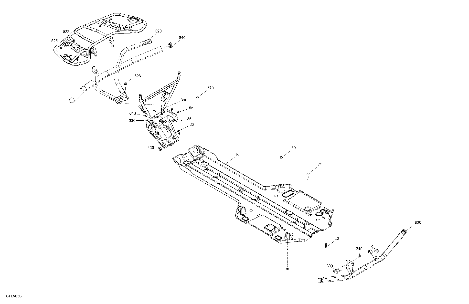An Image of a Genuine Can-Am Parts Schematic Diagram showing the schematic - BODY - SKID PLATE - STD - DPS - XT
