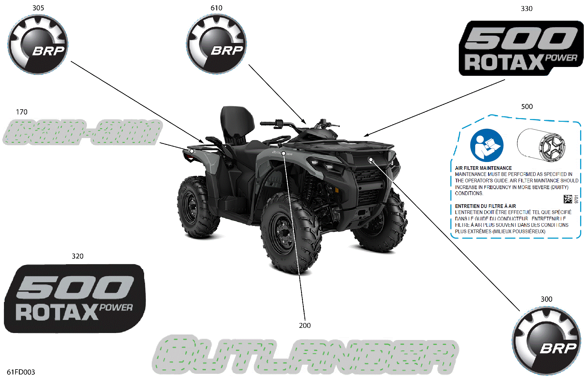 An Image of a Genuine Can-Am Parts Schematic Diagram showing the schematic - BODY - FEATURE DECALS