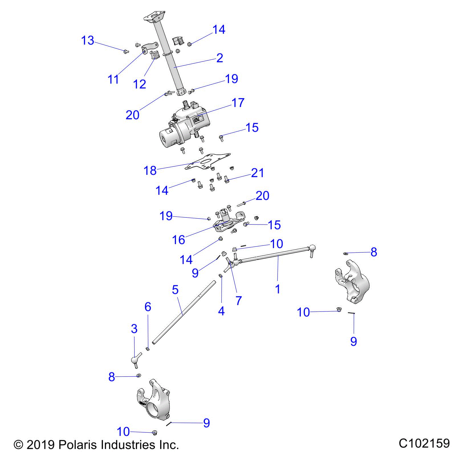 An Image of a Genuine Polaris Parts Schematic Diagram showing the schematic - STEERING: STEERING POST ASM. - 2020 POLARIS SPORTSMAN XP 1000 48" TRAIL