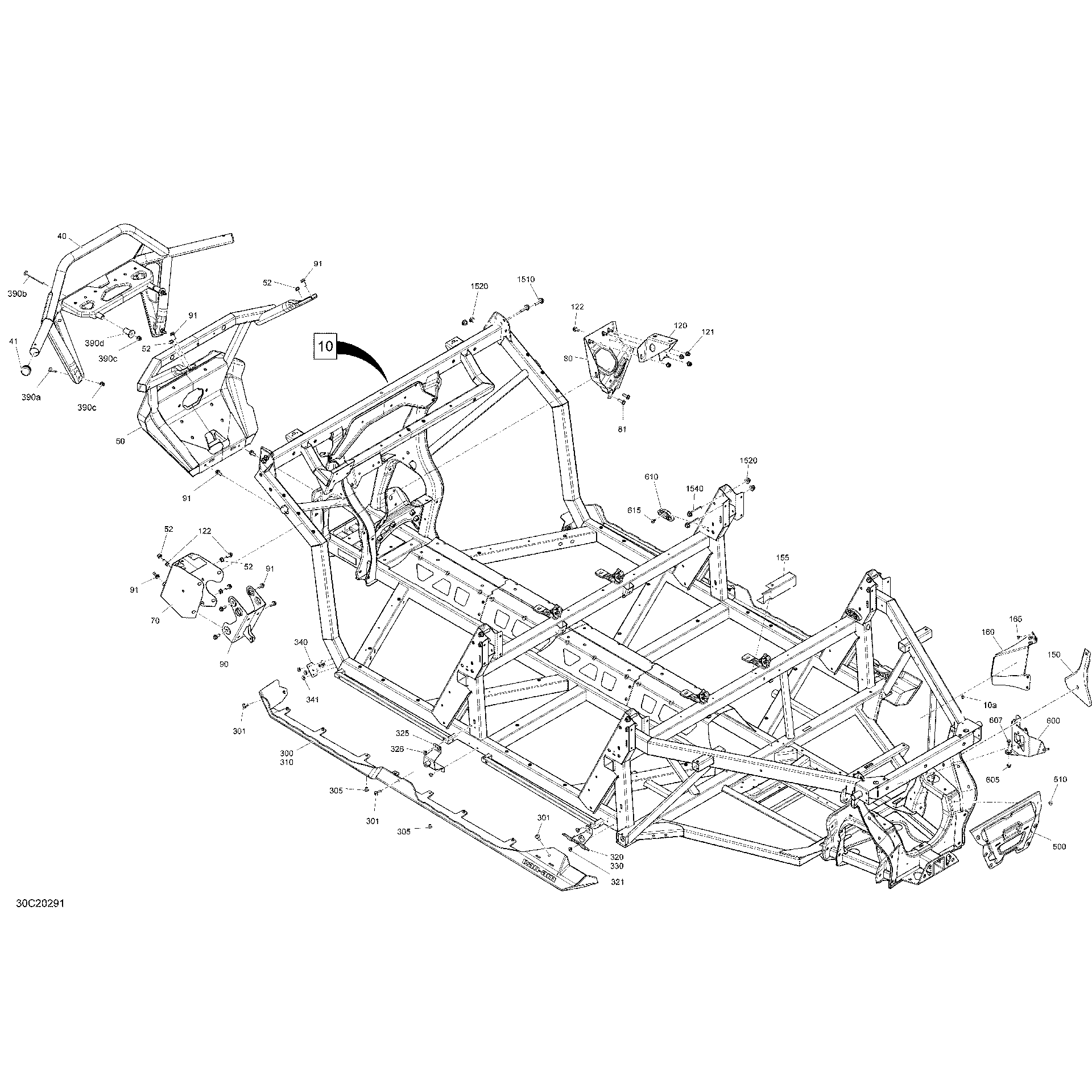 An Image of a Genuine Can-Am Parts Schematic Diagram showing the schematic - FRAME