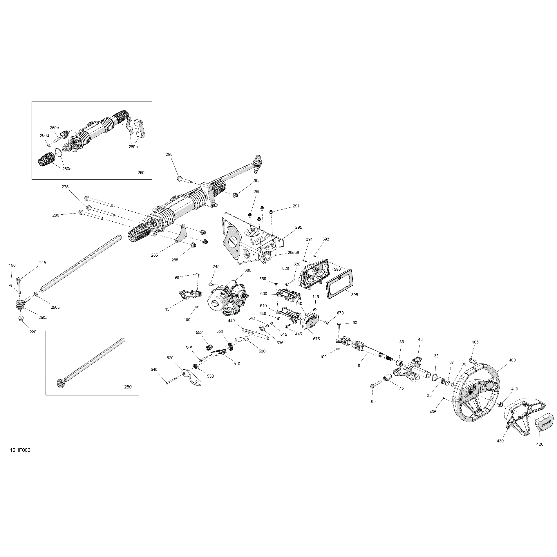 An Image of a Genuine Can-Am Parts Schematic Diagram showing the schematic - MECHANIC - STEERING