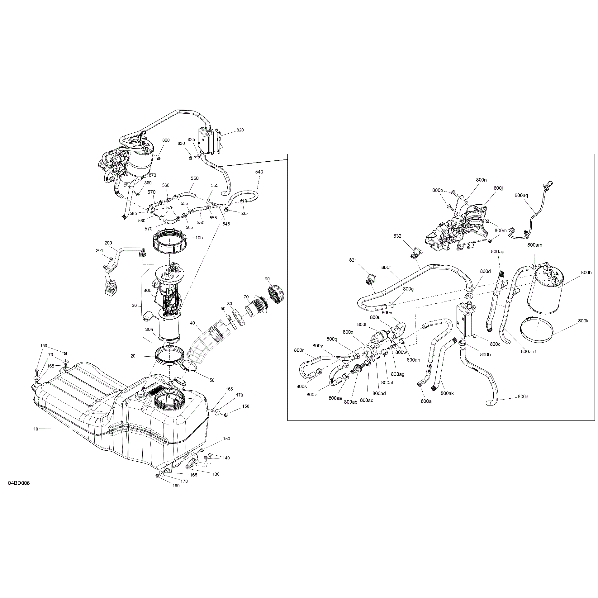 An Image of a Genuine Can-Am Parts Schematic Diagram showing the schematic - ENGINE - FUEL