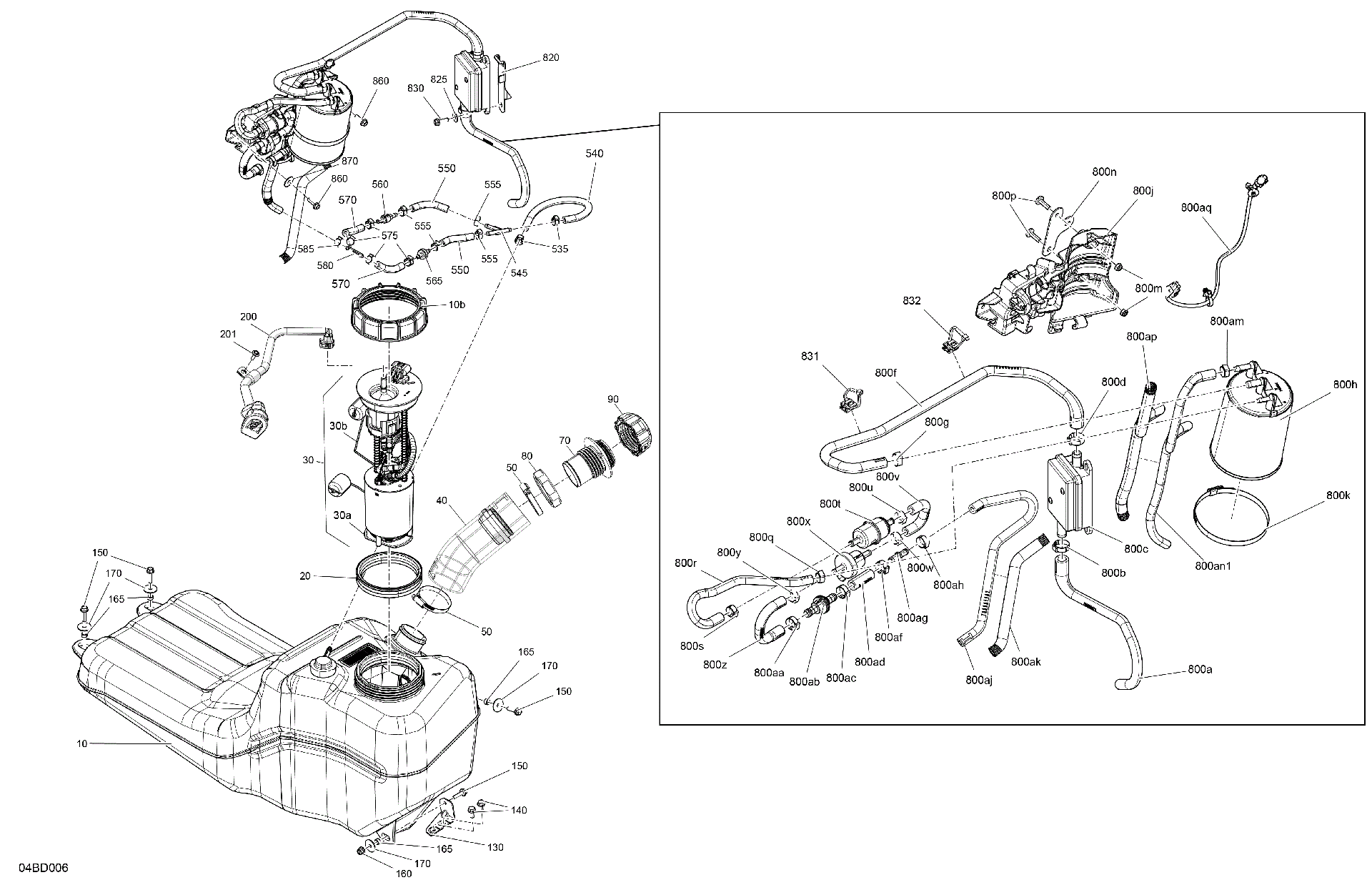 An Image of a Genuine Can-Am Parts Schematic Diagram showing the schematic - ENGINE - FUEL