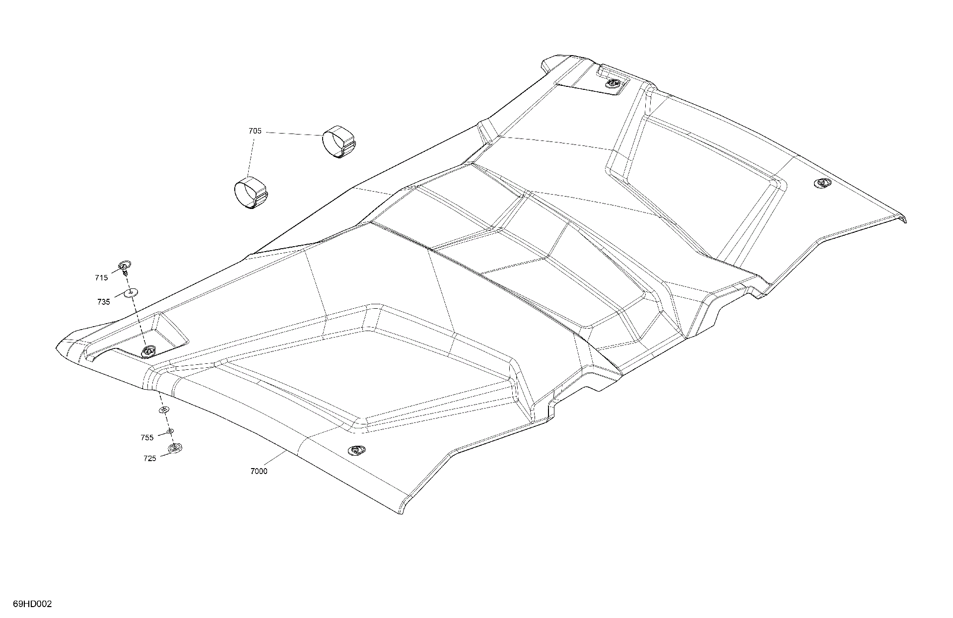 An Image of a Genuine Can-Am Parts Schematic Diagram showing the schematic - BODY - ROOF