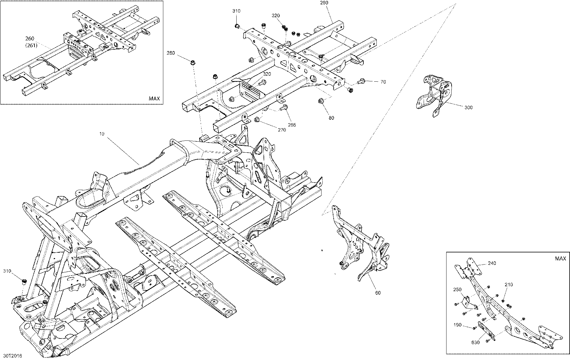 An Image of a Genuine Can-Am Parts Schematic Diagram showing the schematic - FRAME - FRONT SECTION