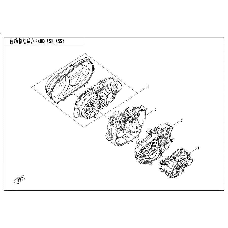 An Image of a Genuine CFMOTO Parts Schematic Diagram showing the schematic - CRANKCASE ASSY. - 2019 CFMOTO ZFORCE 500