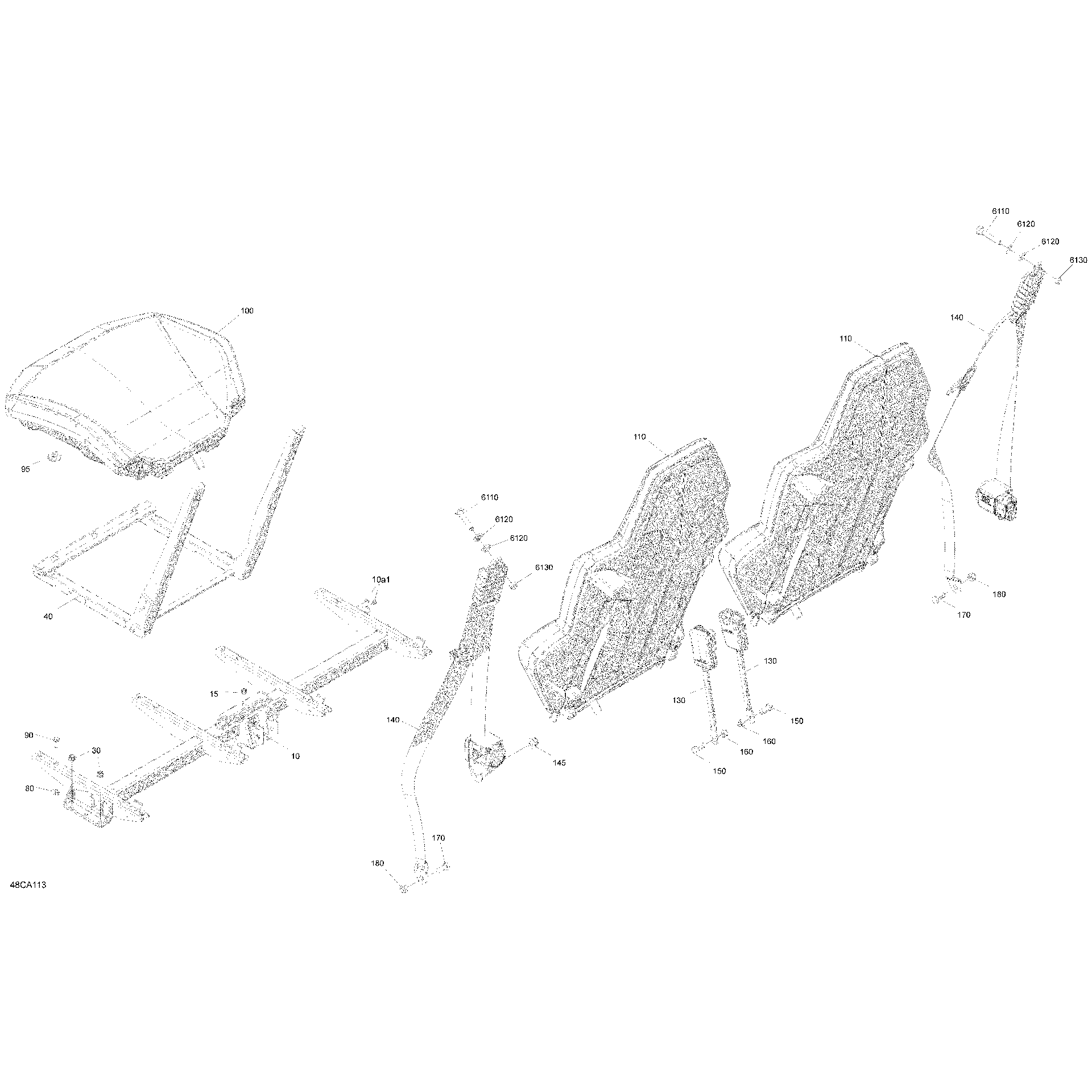 An Image of a Genuine Can-Am Parts Schematic Diagram showing the schematic - BODY - SEAT - REAR SECTION
