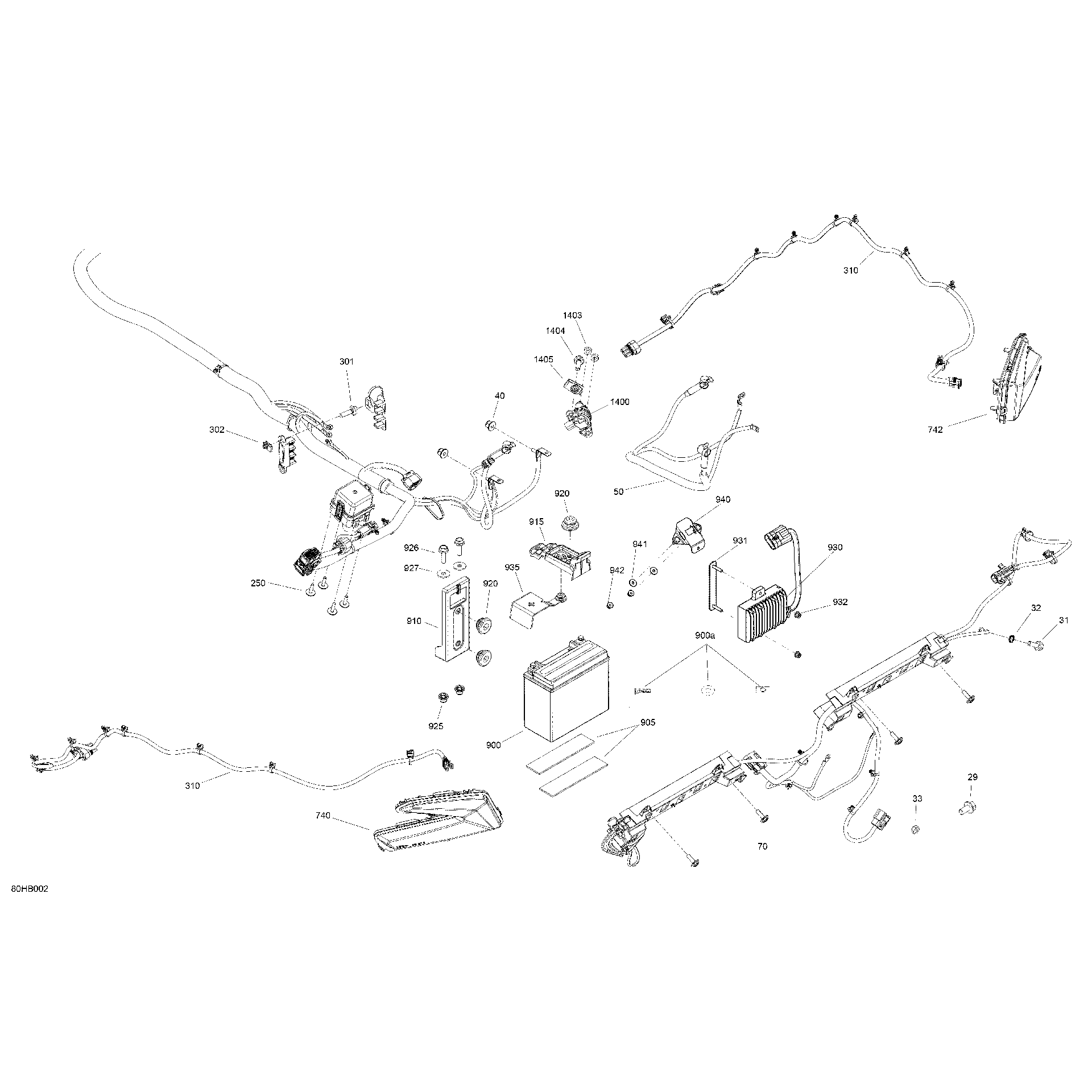 An Image of a Genuine Can-Am Parts Schematic Diagram showing the schematic - ELECTRIC - REAR SECTION