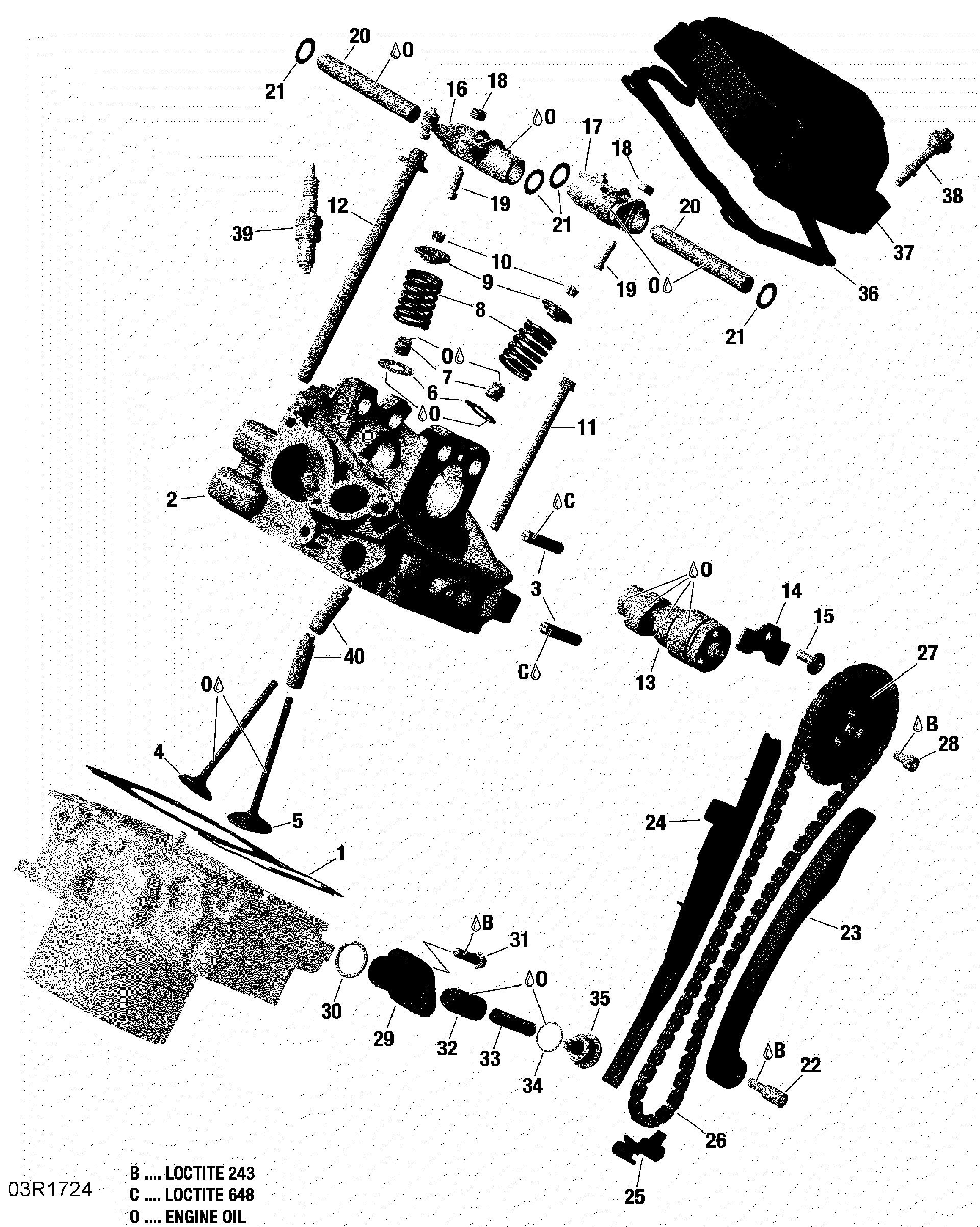 An Image of a Genuine Can-Am Parts Schematic Diagram showing the schematic - CYLINDER HEAD REAR - HD10