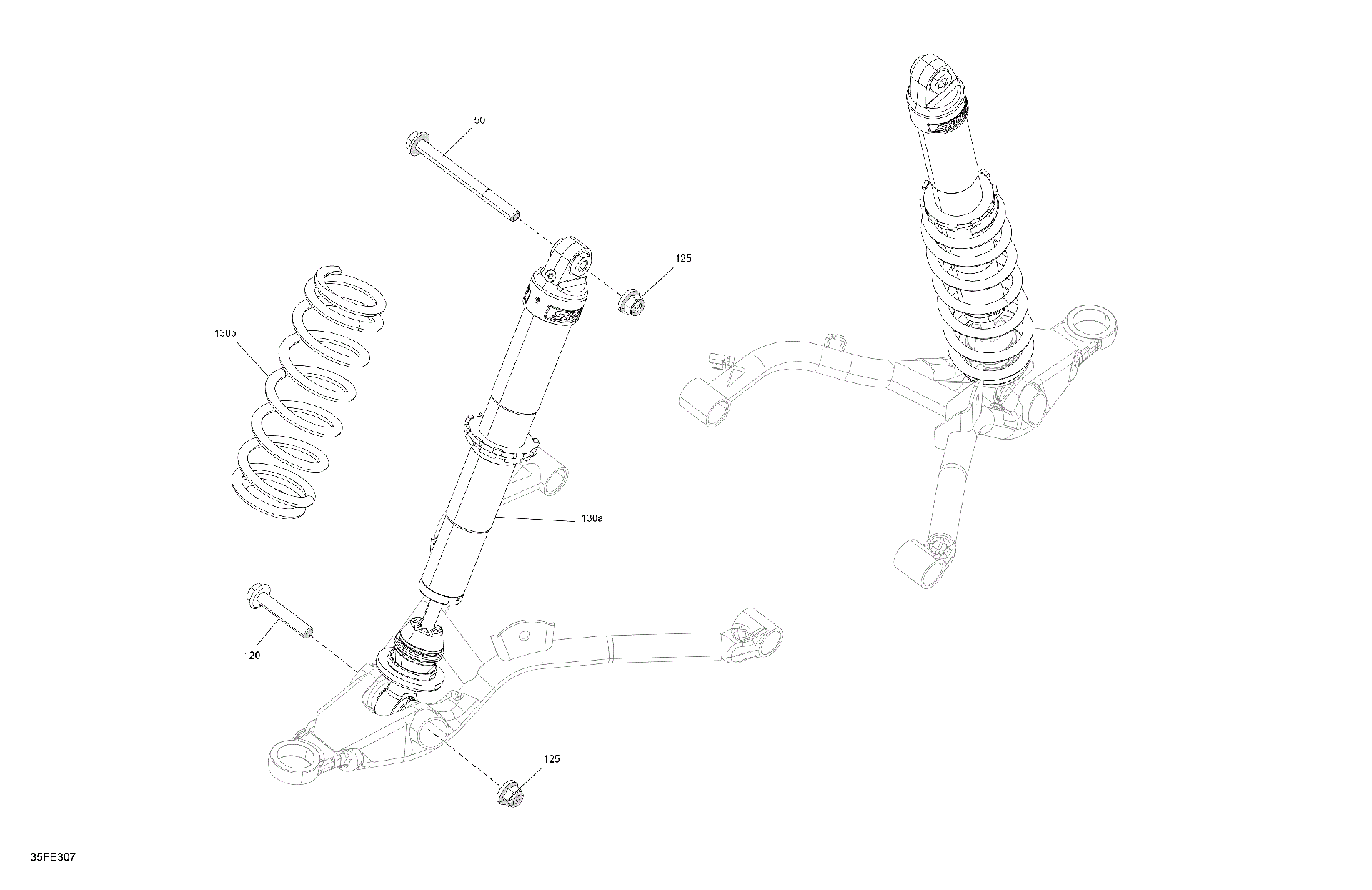 An Image of a Genuine Can-Am Parts Schematic Diagram showing the schematic - SUSPENSION - FRONT SHOCKS