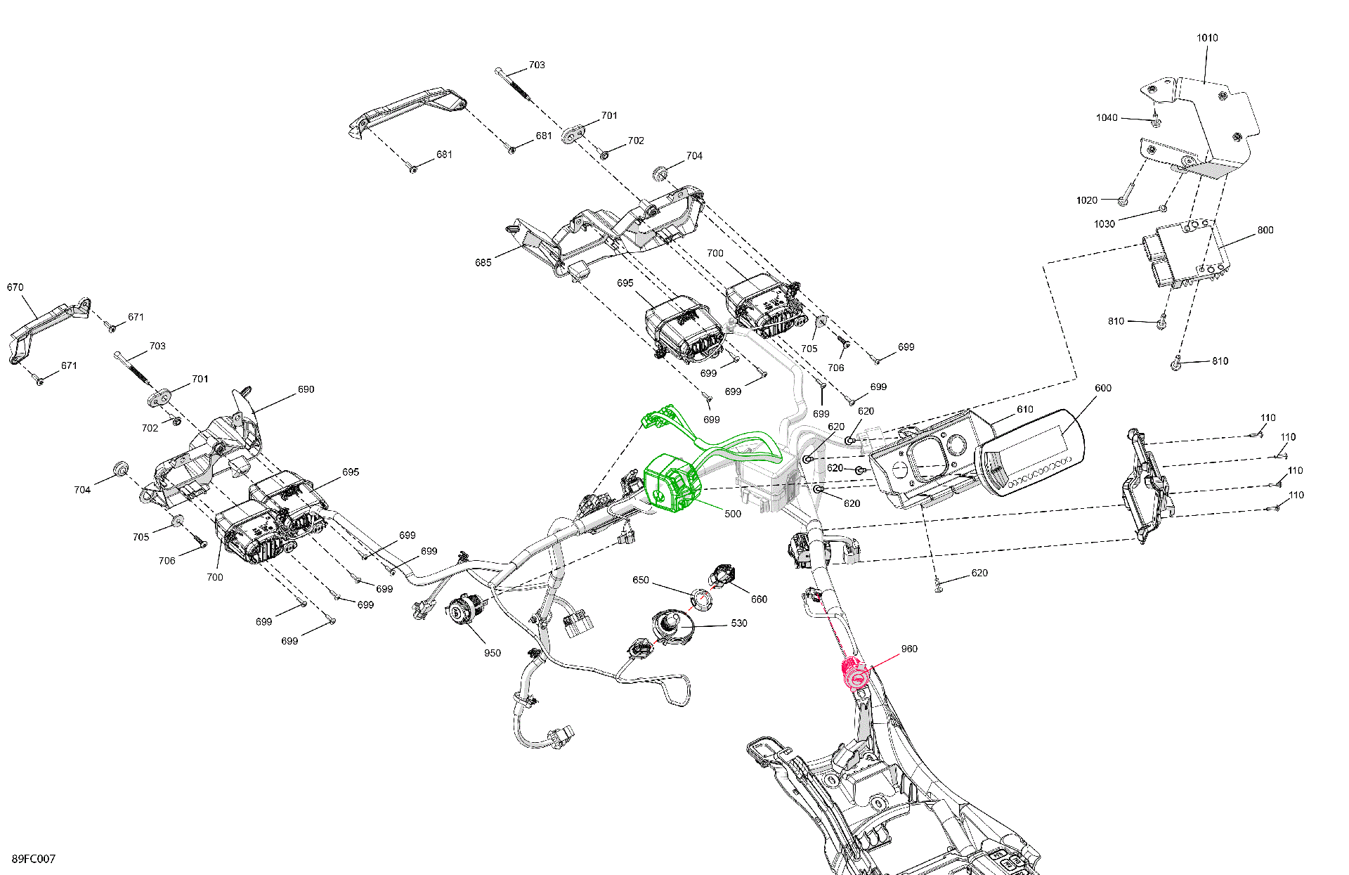 An Image of a Genuine Can-Am Parts Schematic Diagram showing the schematic - ELECTRIC - FRONT SECTION