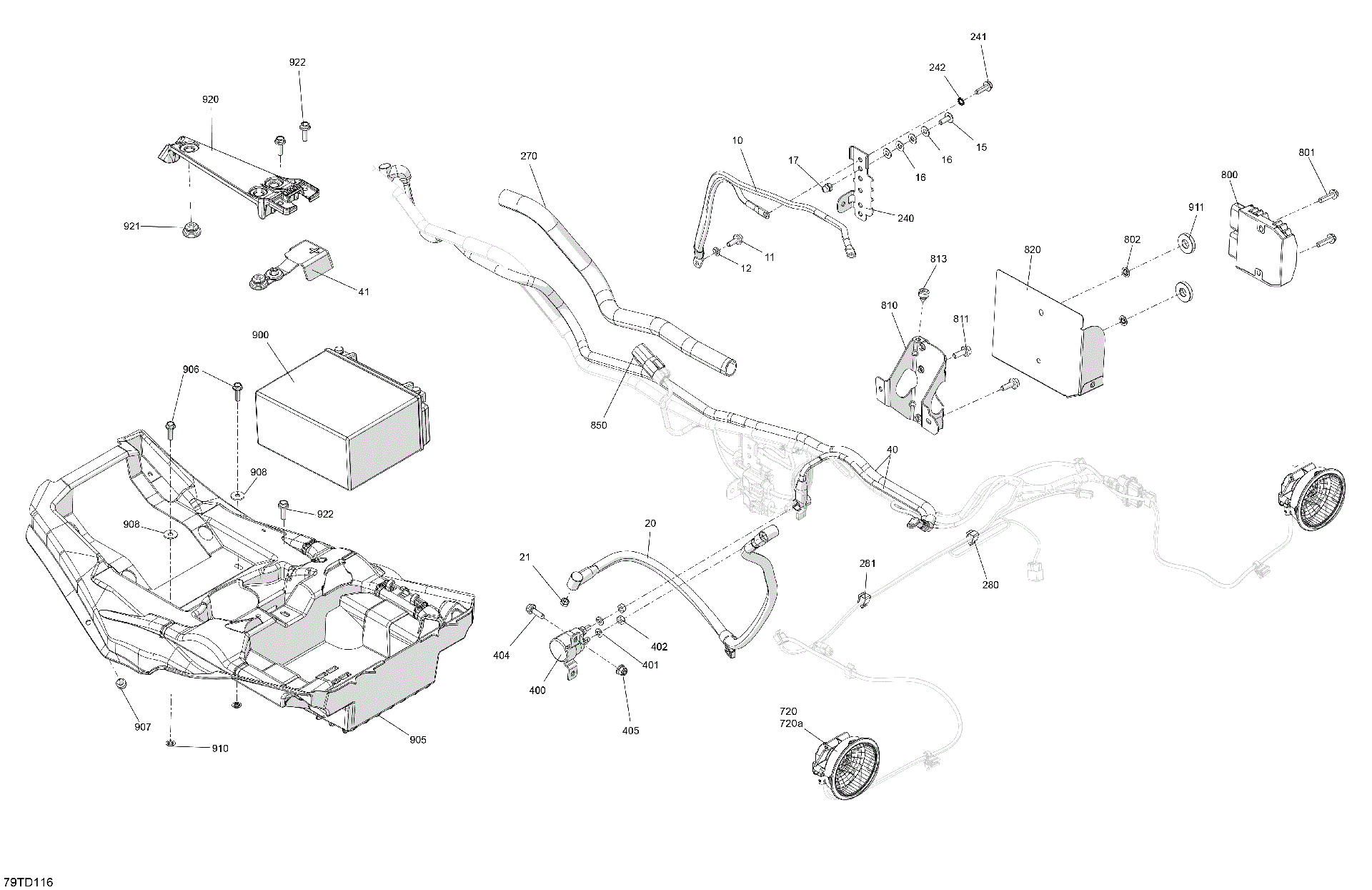 An Image of a Genuine Can-Am Parts Schematic Diagram showing the schematic - ELECTRIC - REAR SECTION