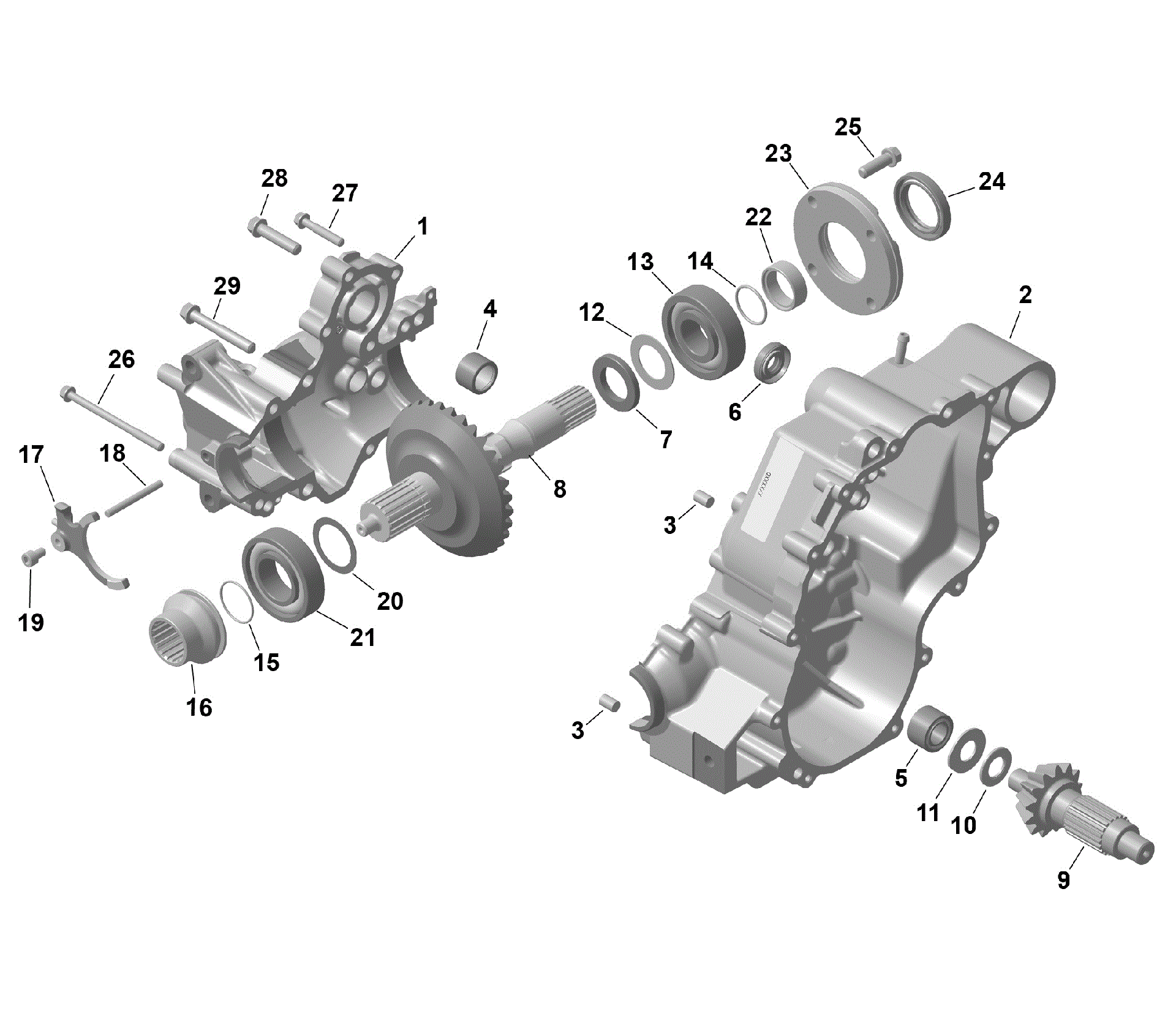 An Image of a Genuine Can-Am Parts Schematic Diagram showing the schematic - ROTAX - GEARBOX 1