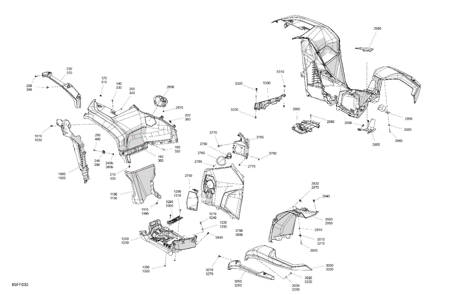 An Image of a Genuine Can-Am Parts Schematic Diagram showing the schematic - BODY - FENDER KIT