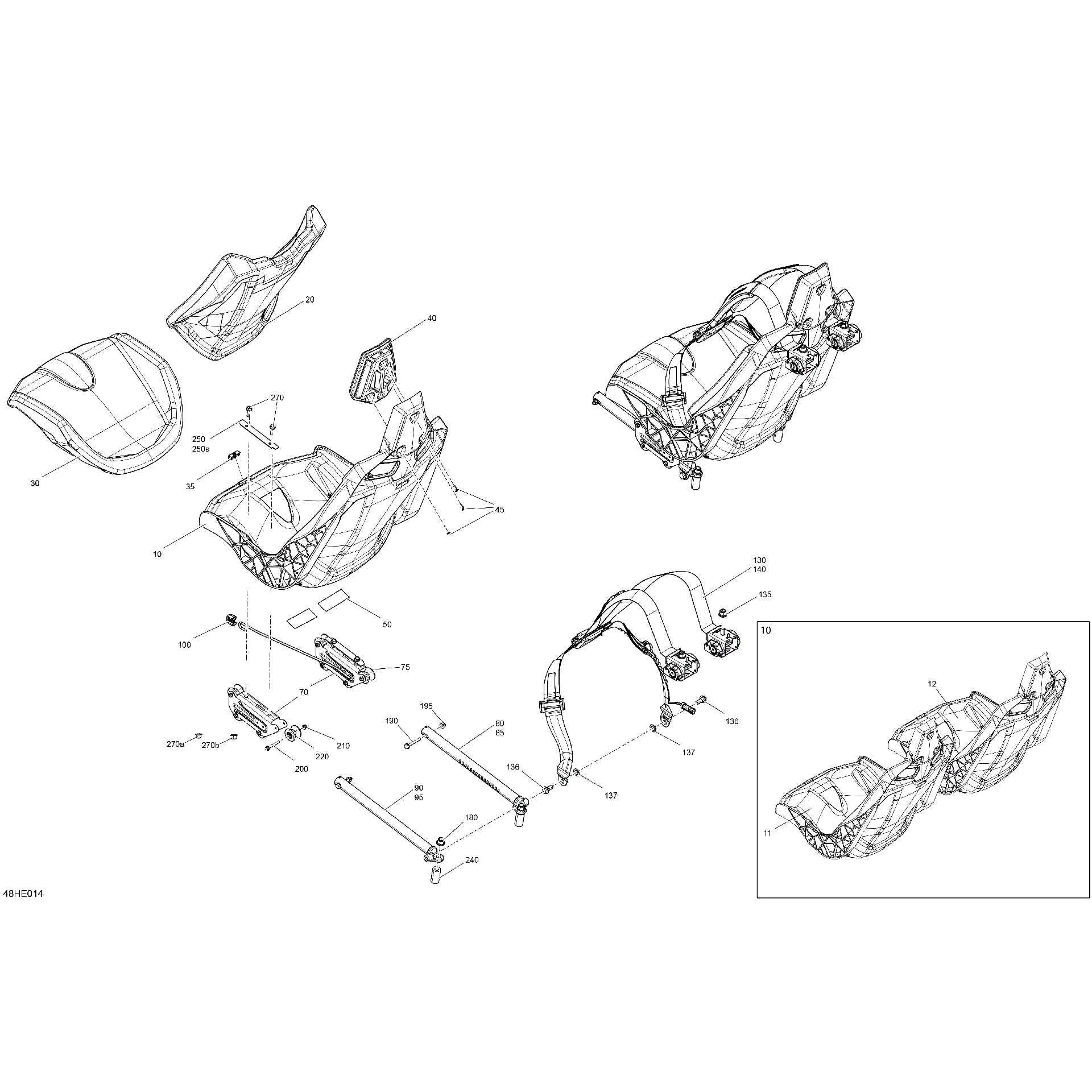 An Image of a Genuine Can-Am Parts Schematic Diagram showing the schematic - BODY - SEAT