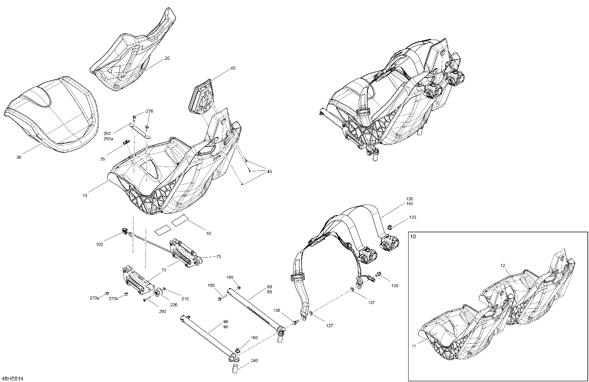 An Image of a Genuine Can-Am Parts Schematic Diagram showing the schematic - BODY - SEAT