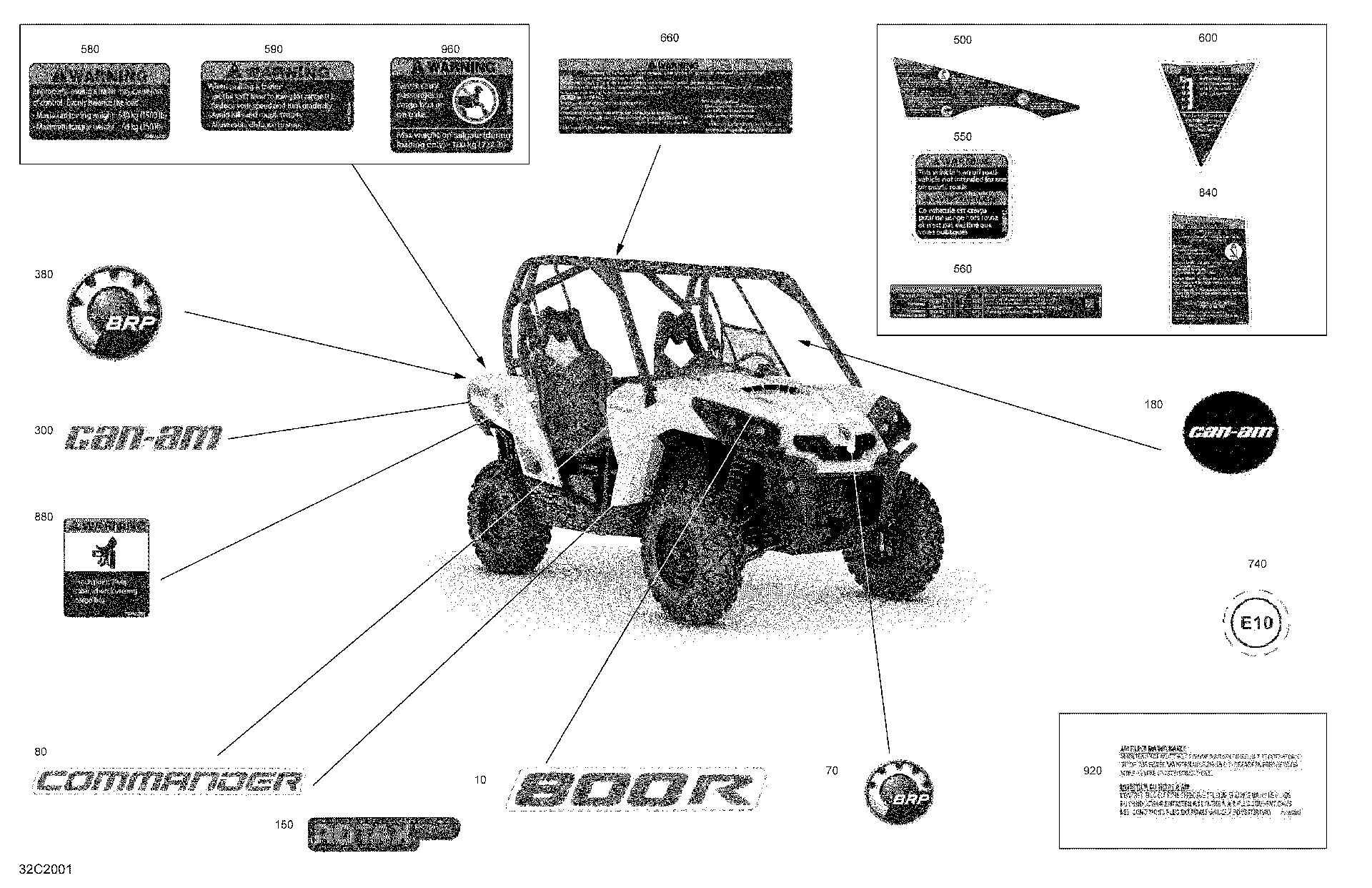 An Image of a Genuine Can-Am Parts Schematic Diagram showing the schematic - DECALS - BASE