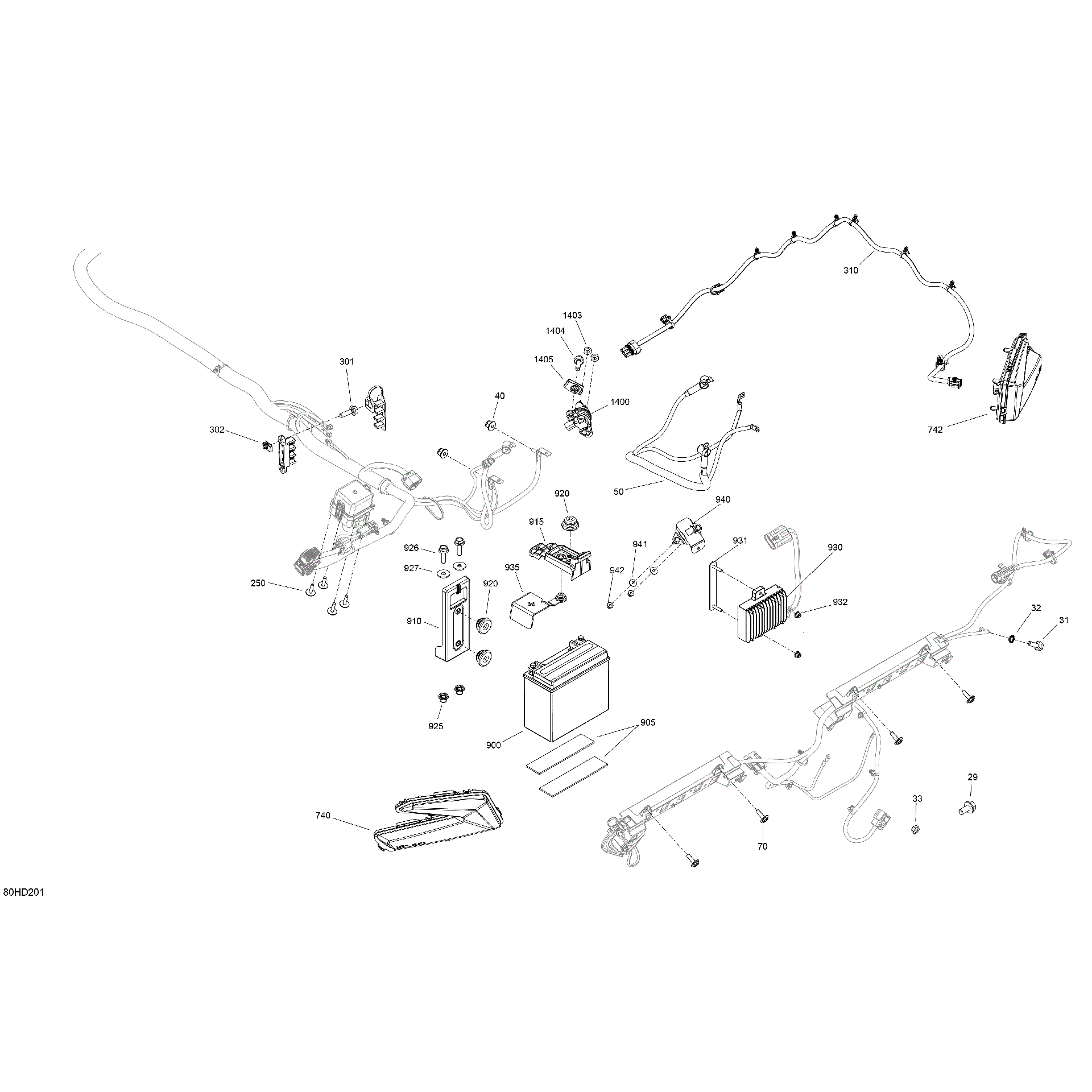 An Image of a Genuine Can-Am Parts Schematic Diagram showing the schematic - ELECTRIC - REAR SECTION
