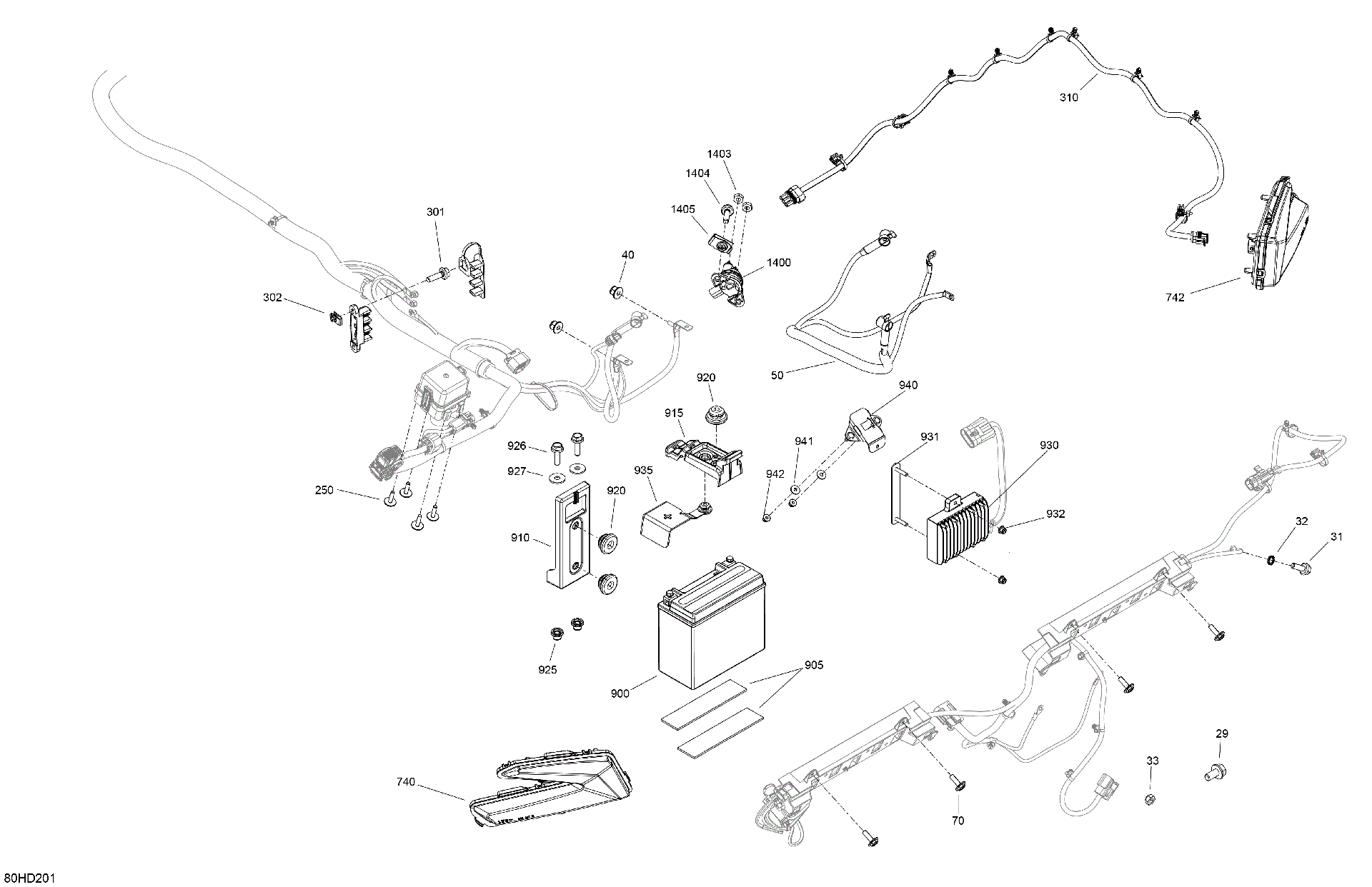 An Image of a Genuine Can-Am Parts Schematic Diagram showing the schematic - ELECTRIC - REAR SECTION