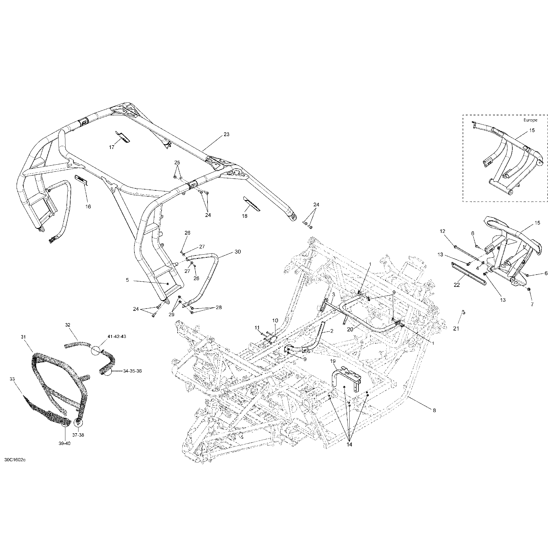 An Image of a Genuine Can-Am Parts Schematic Diagram showing the schematic - FRAME - X DS PACKAGE