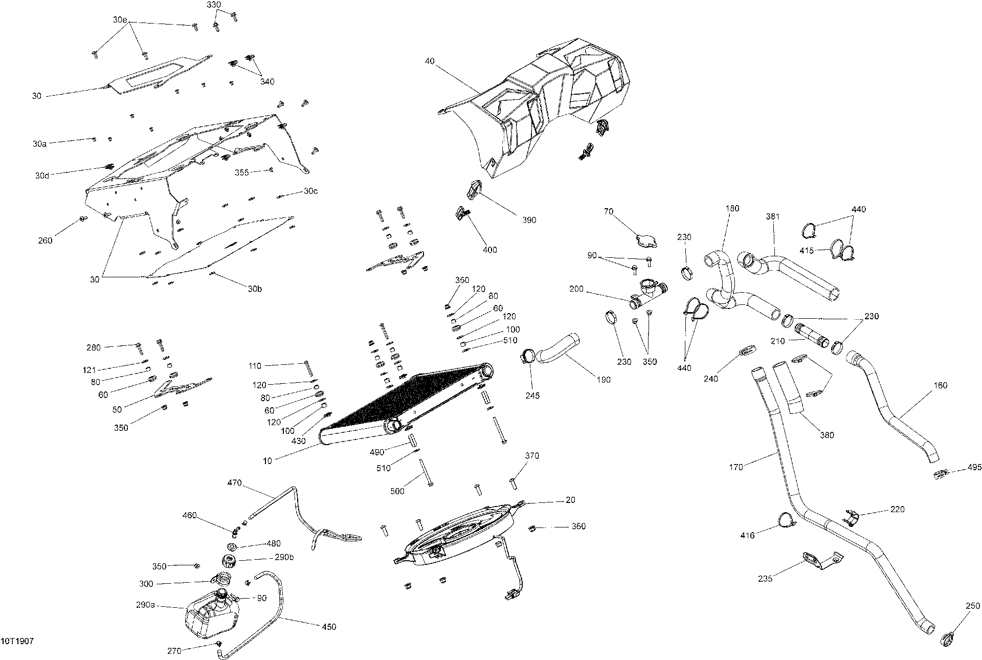 An Image of a Genuine Can-Am Parts Schematic Diagram showing the schematic - COOLING - 570 EFI - X MR