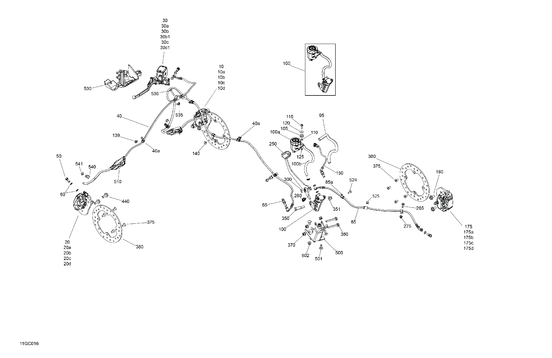 An Image of a Genuine Can-Am Parts Schematic Diagram showing the schematic - MECHANIC - BRAKE SYSTEM