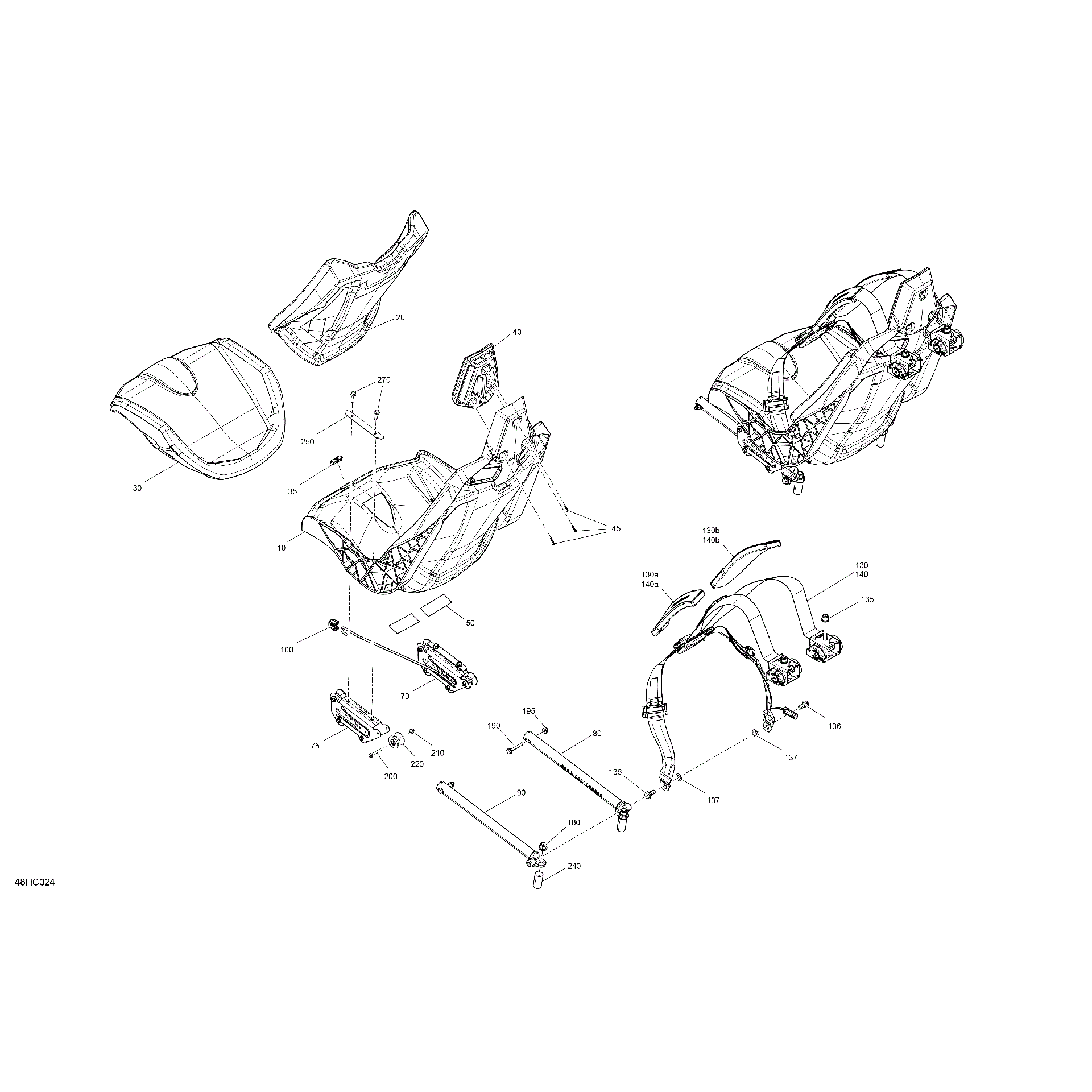 An Image of a Genuine Can-Am Parts Schematic Diagram showing the schematic - BODY - SEAT