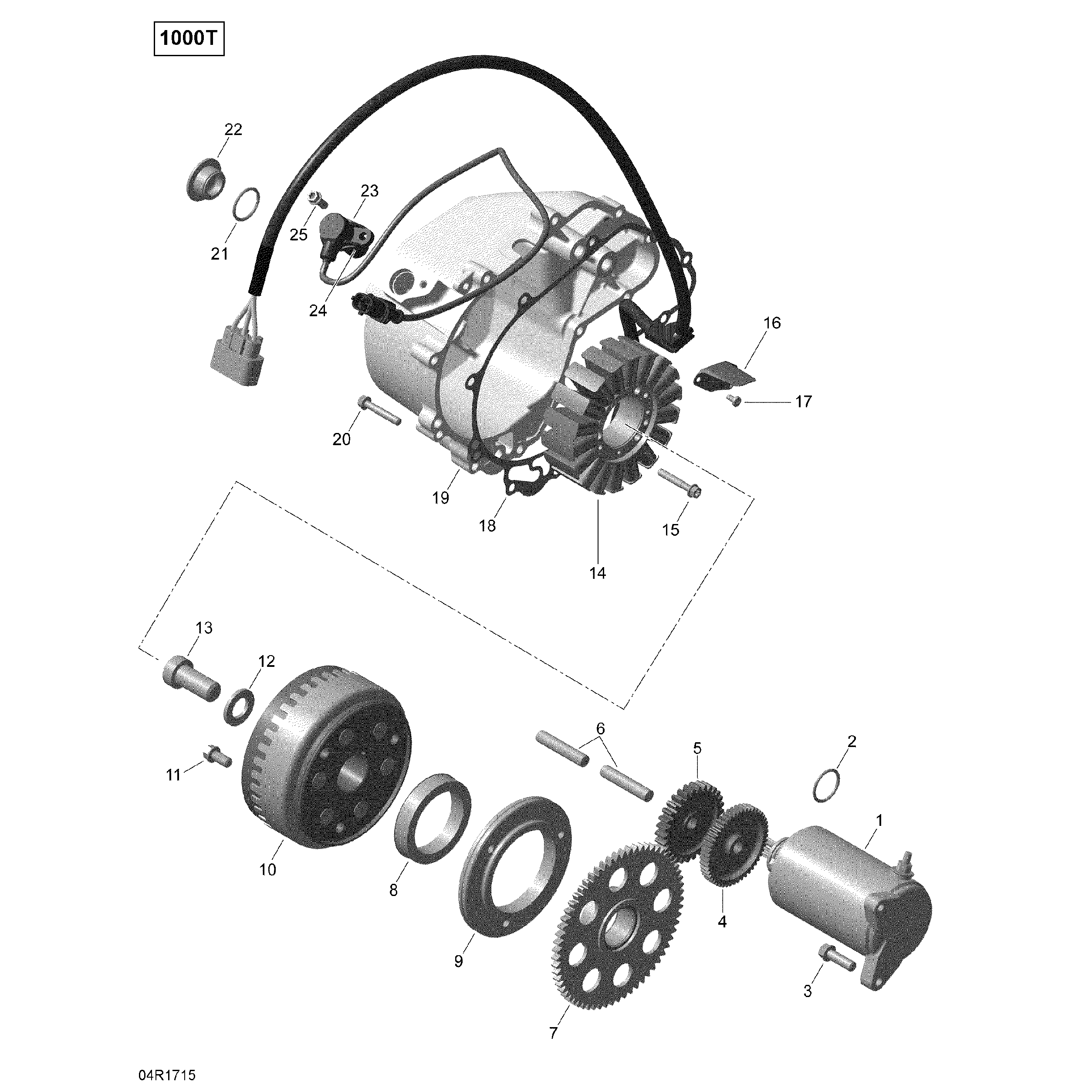 An Image of a Genuine Can-Am Parts Schematic Diagram showing the schematic - MAGNETO AND ELECTRIC STARTER - TURBO
